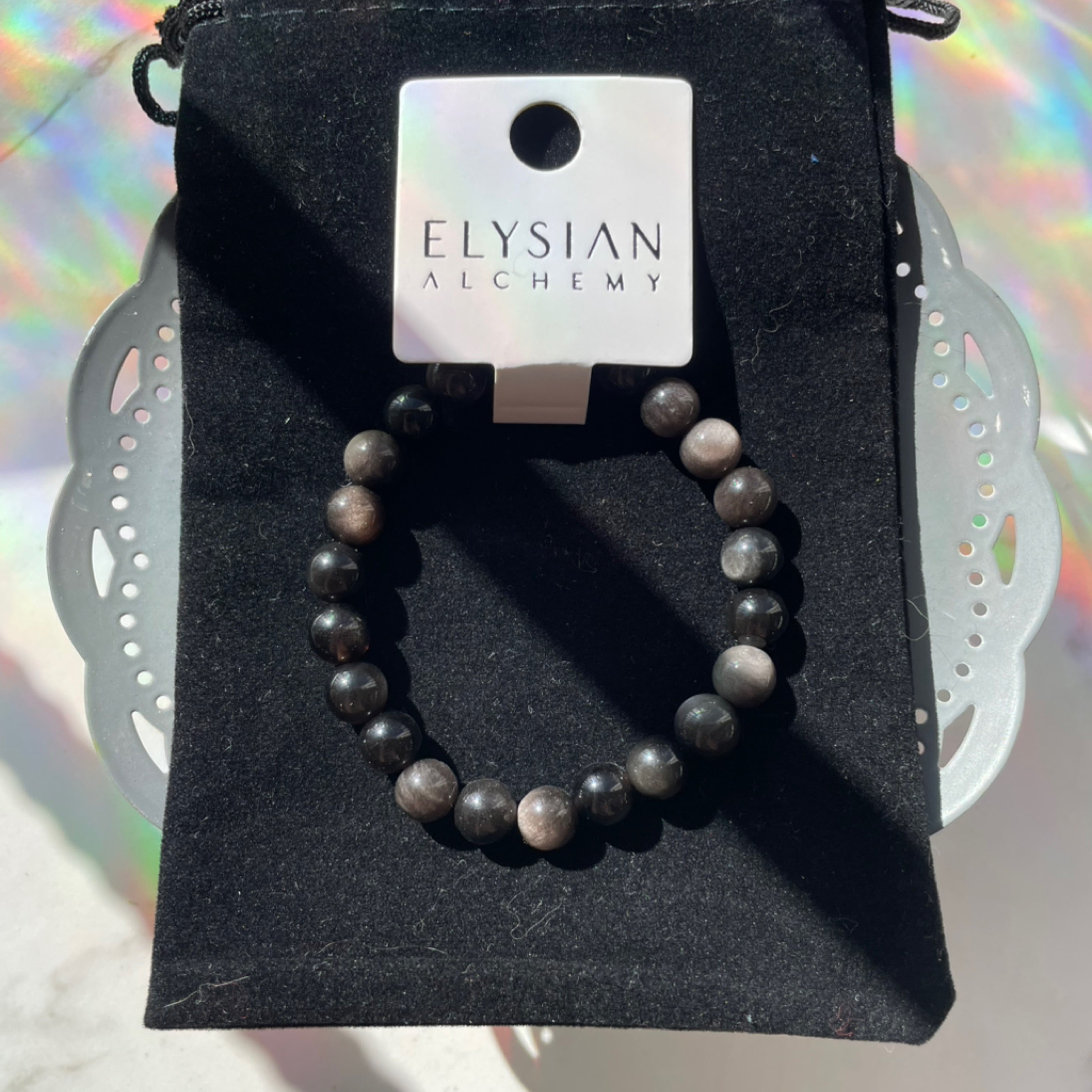 Silver Sheen Obsidian Bracelet 8mm