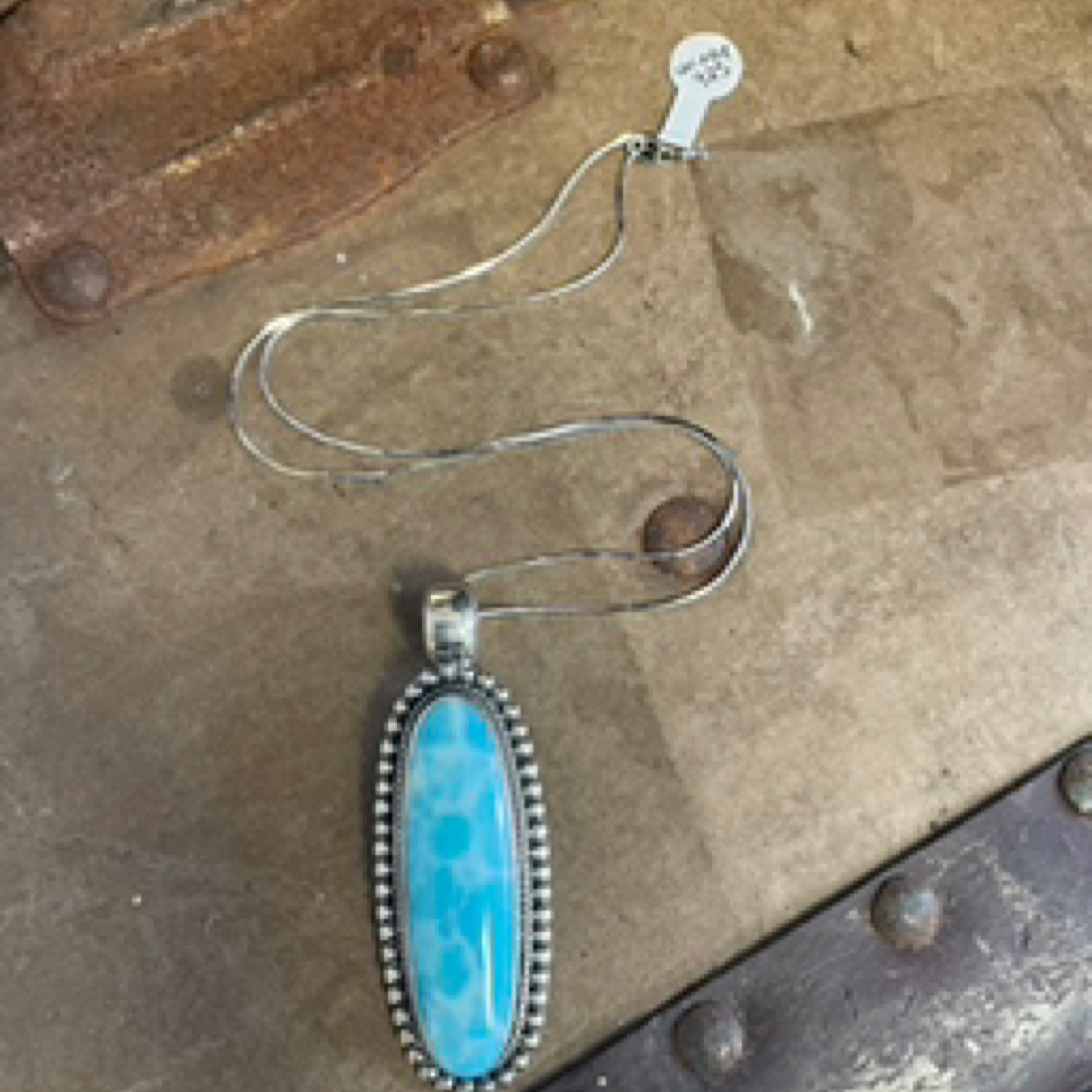 Larimar Pendant Necklace 925SS