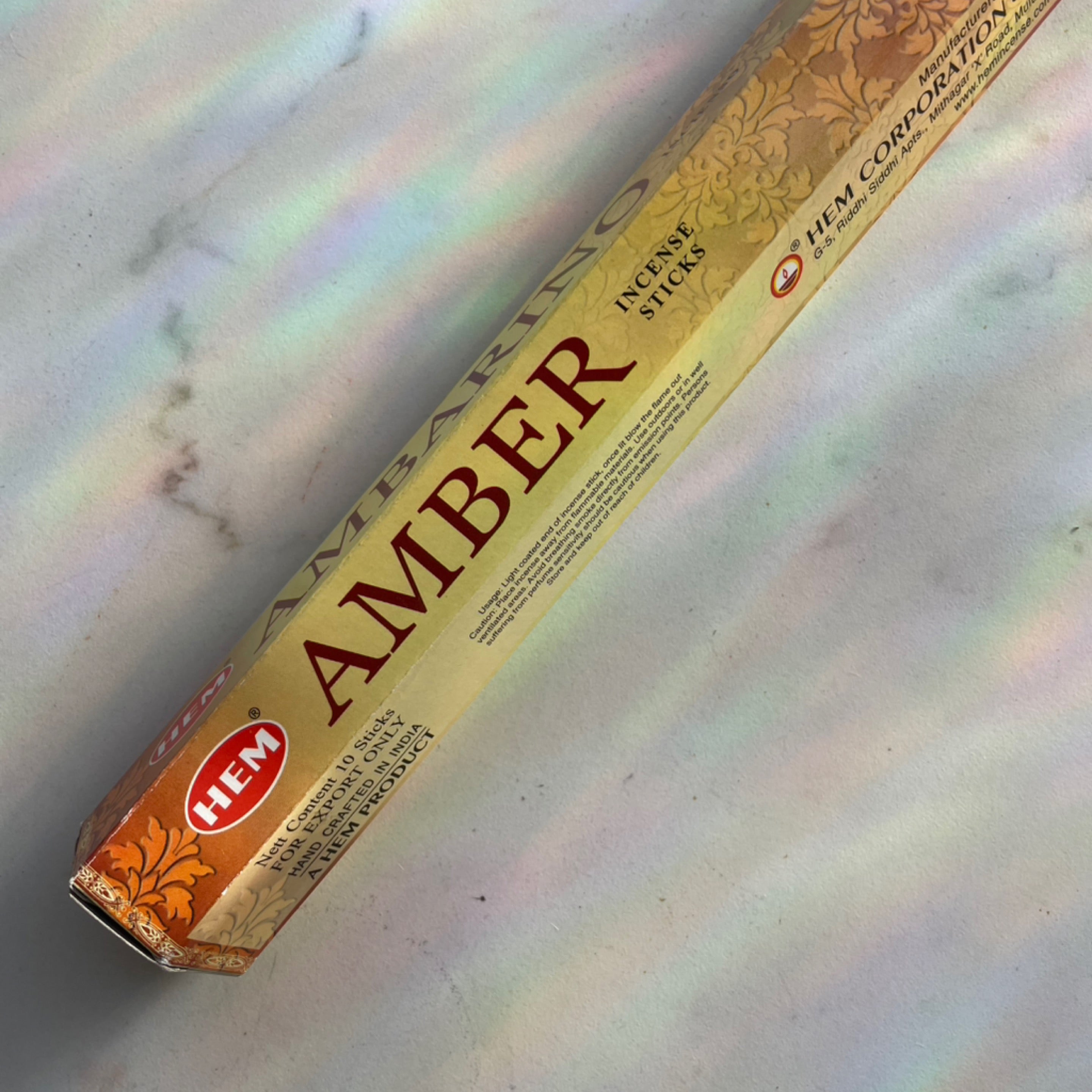 Amber Jumbo Incense Sticks - Hem