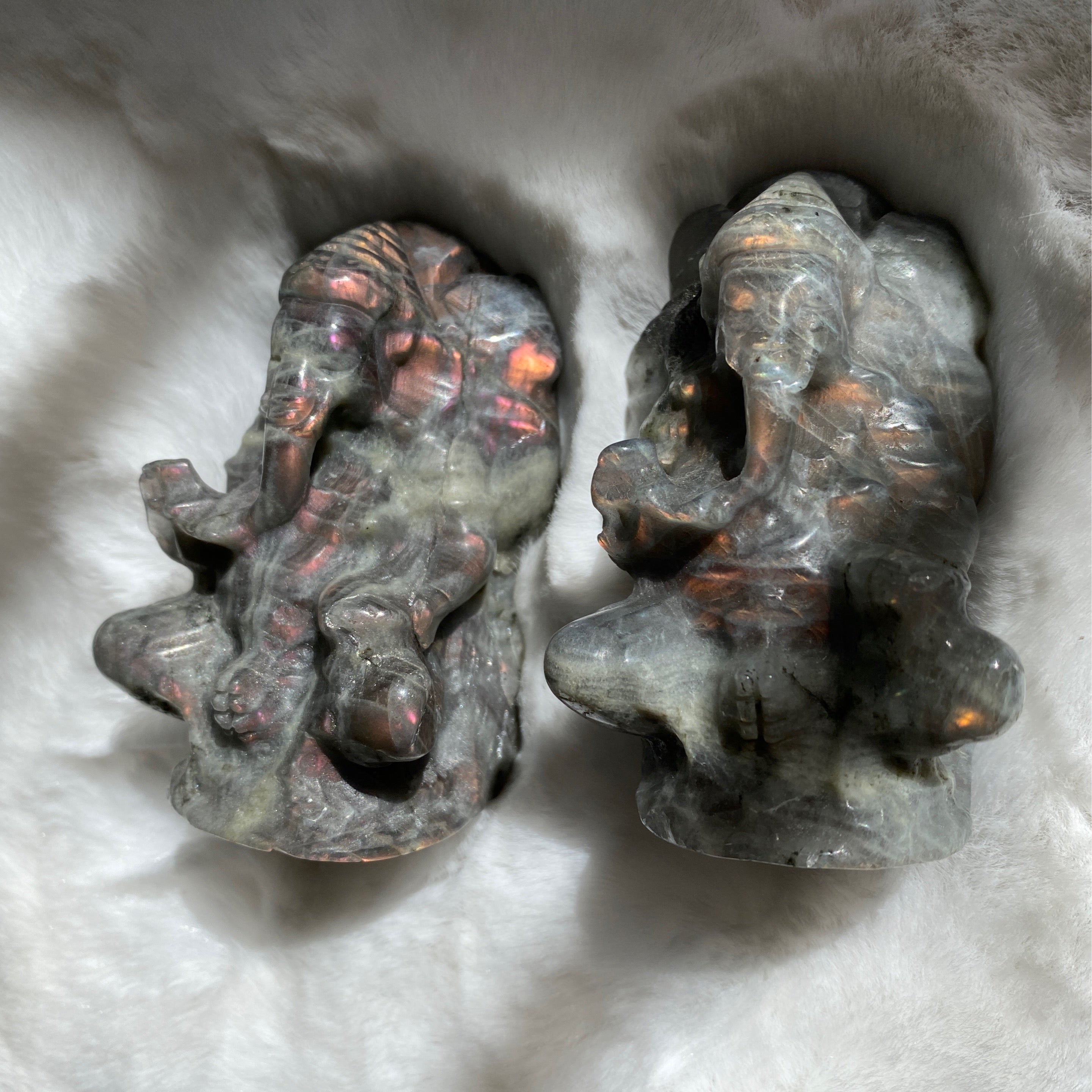 Labradorite Ganesh Elephant Pink/Orange