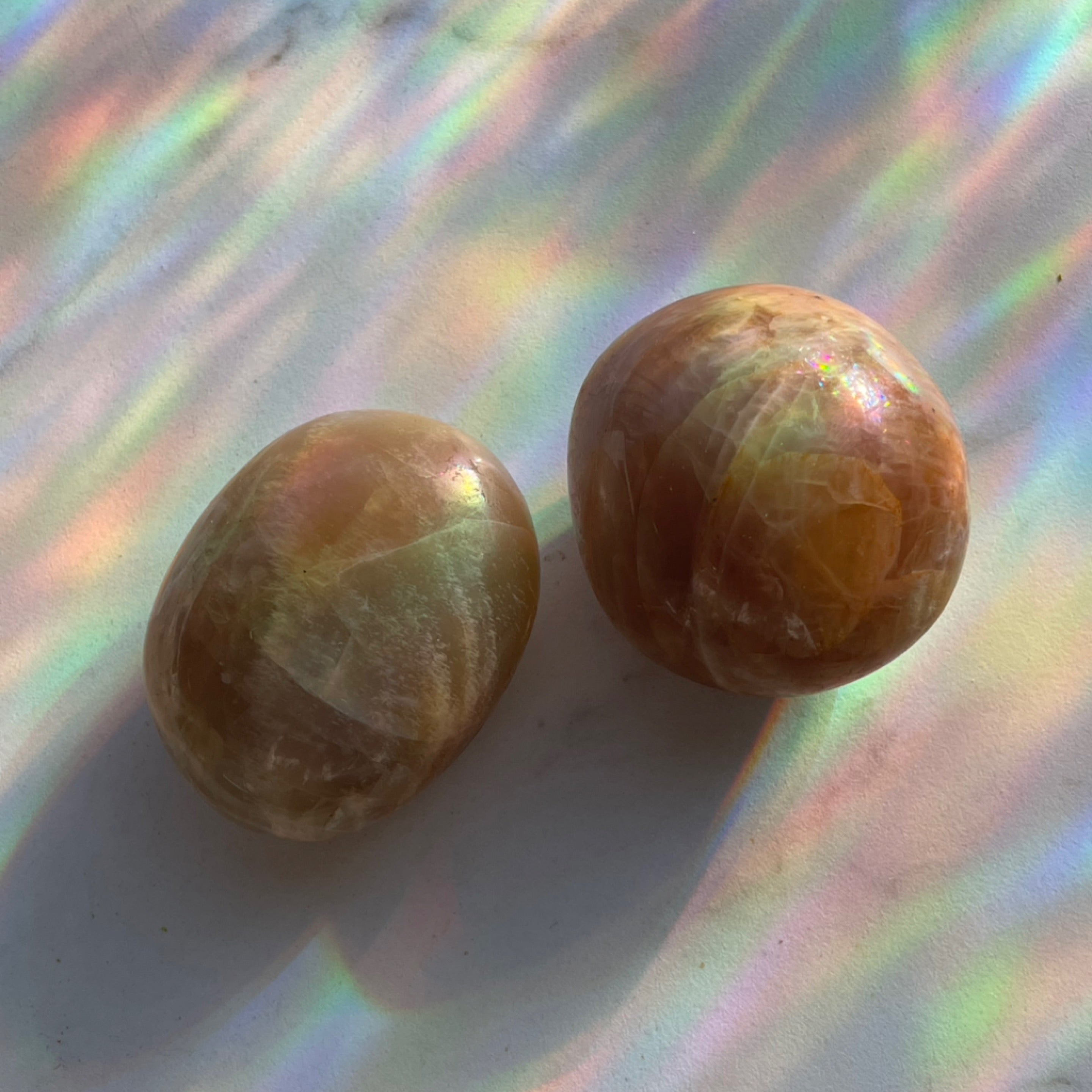 Peach Moonstone Palm Stones