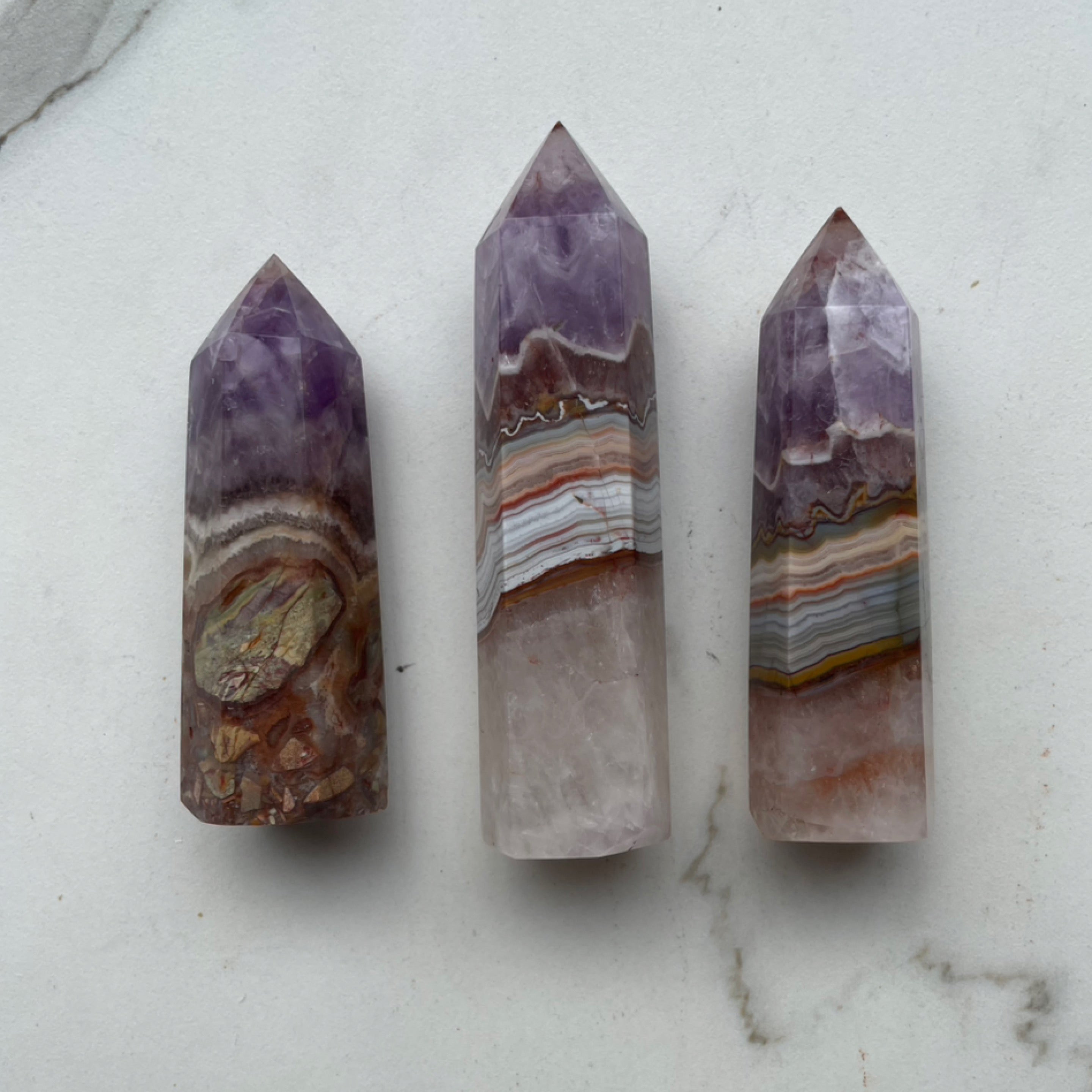 Amethyst with Crazy Lace Agate Towers