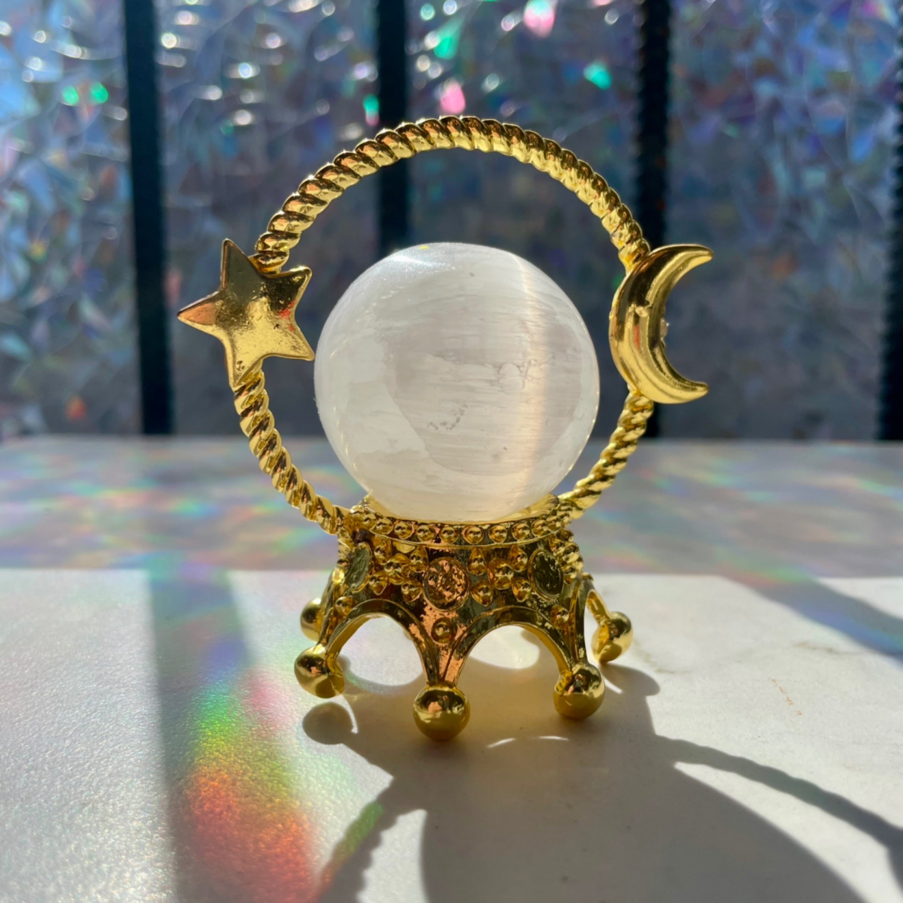 Gold Sun and Moon Sphere Stand