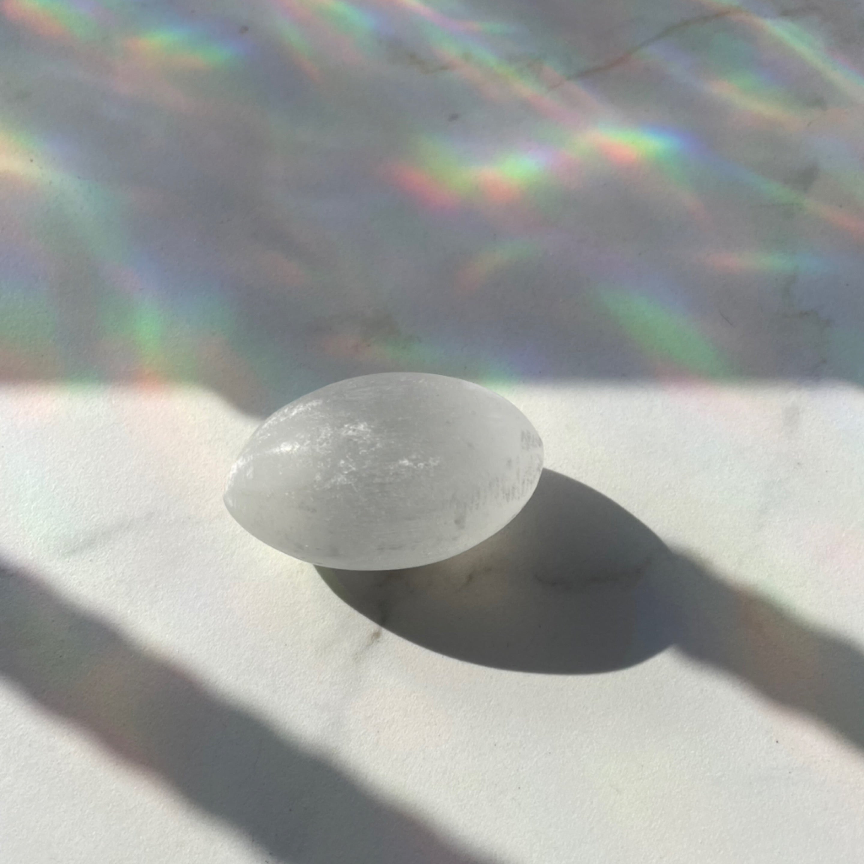 Selenite Palm Stone