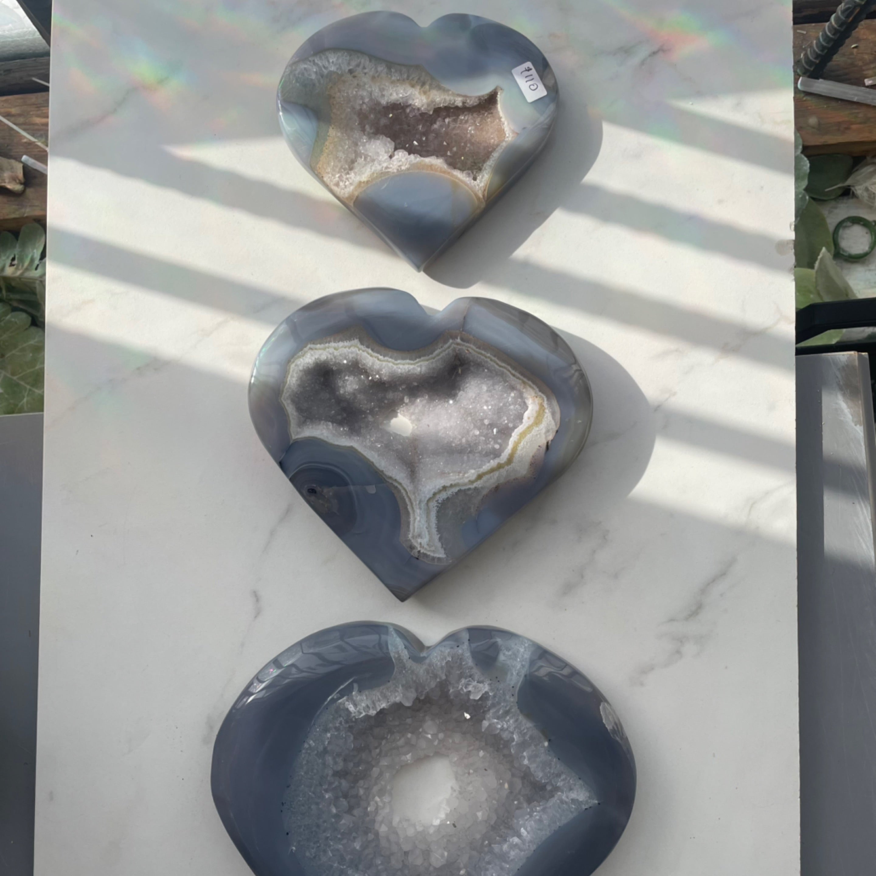 Blue Agate Hearts