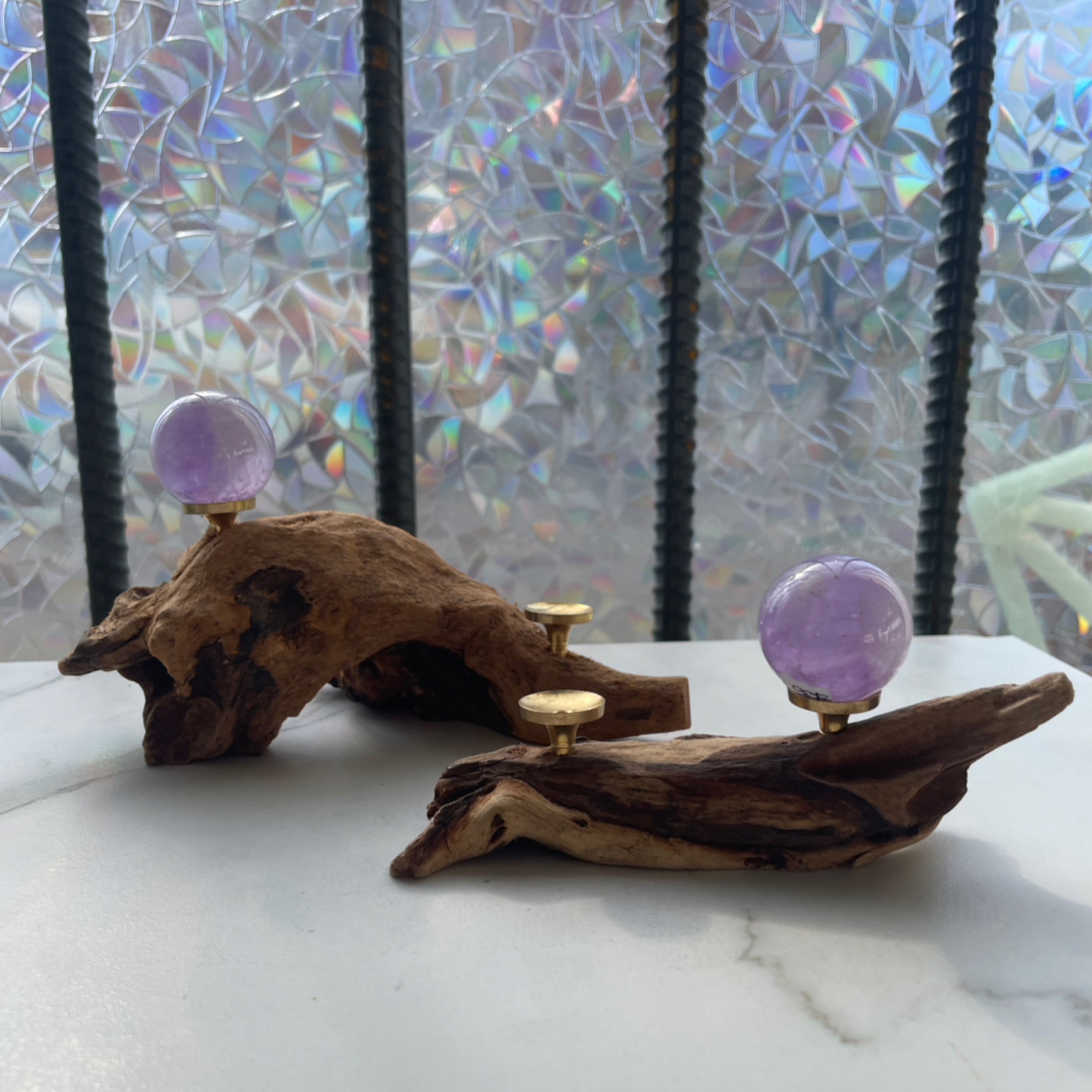 Drift Wood Double Sphere Stand