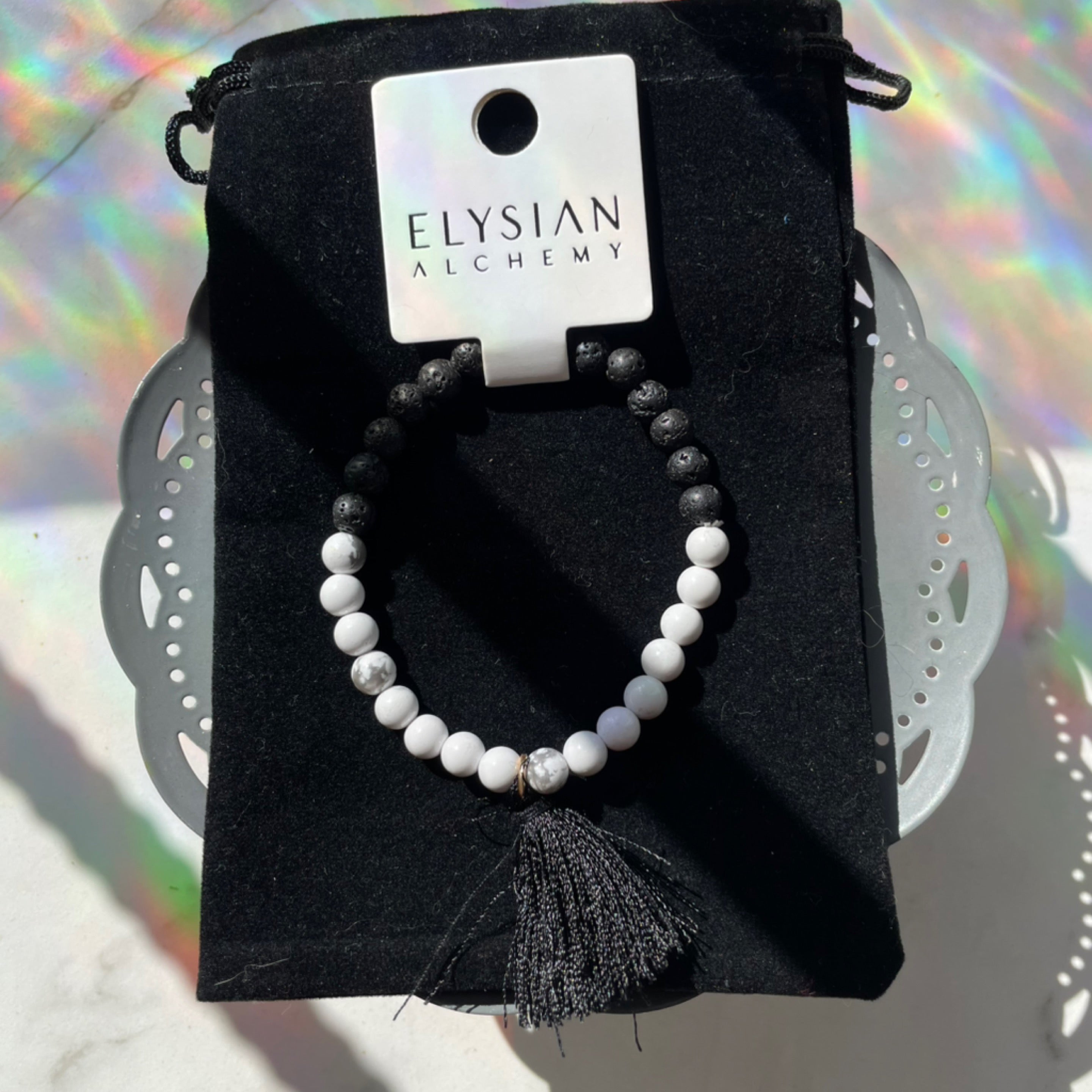 Howlite and Lavastone Bracelet 4mm