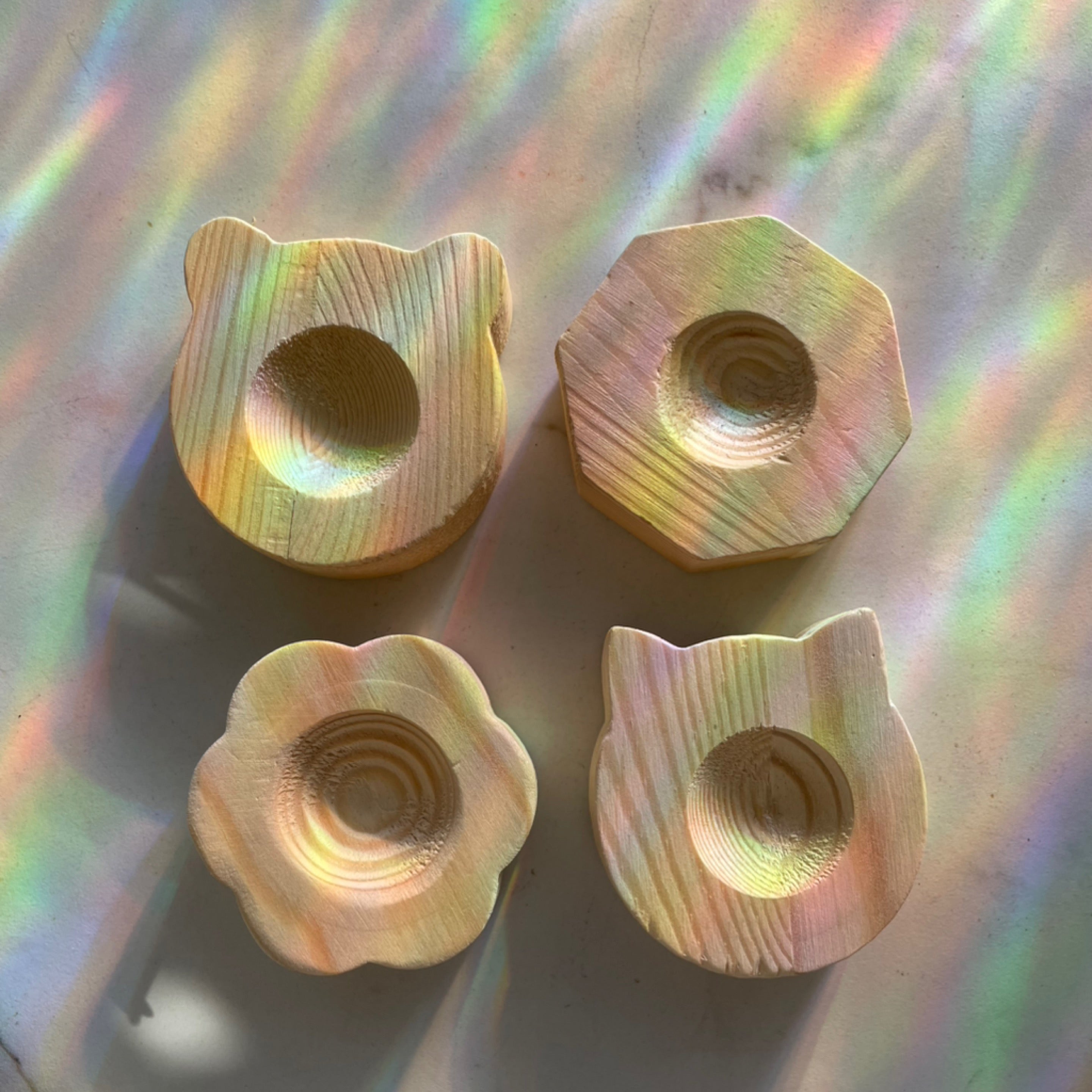 Wooden Block Sphere Stands