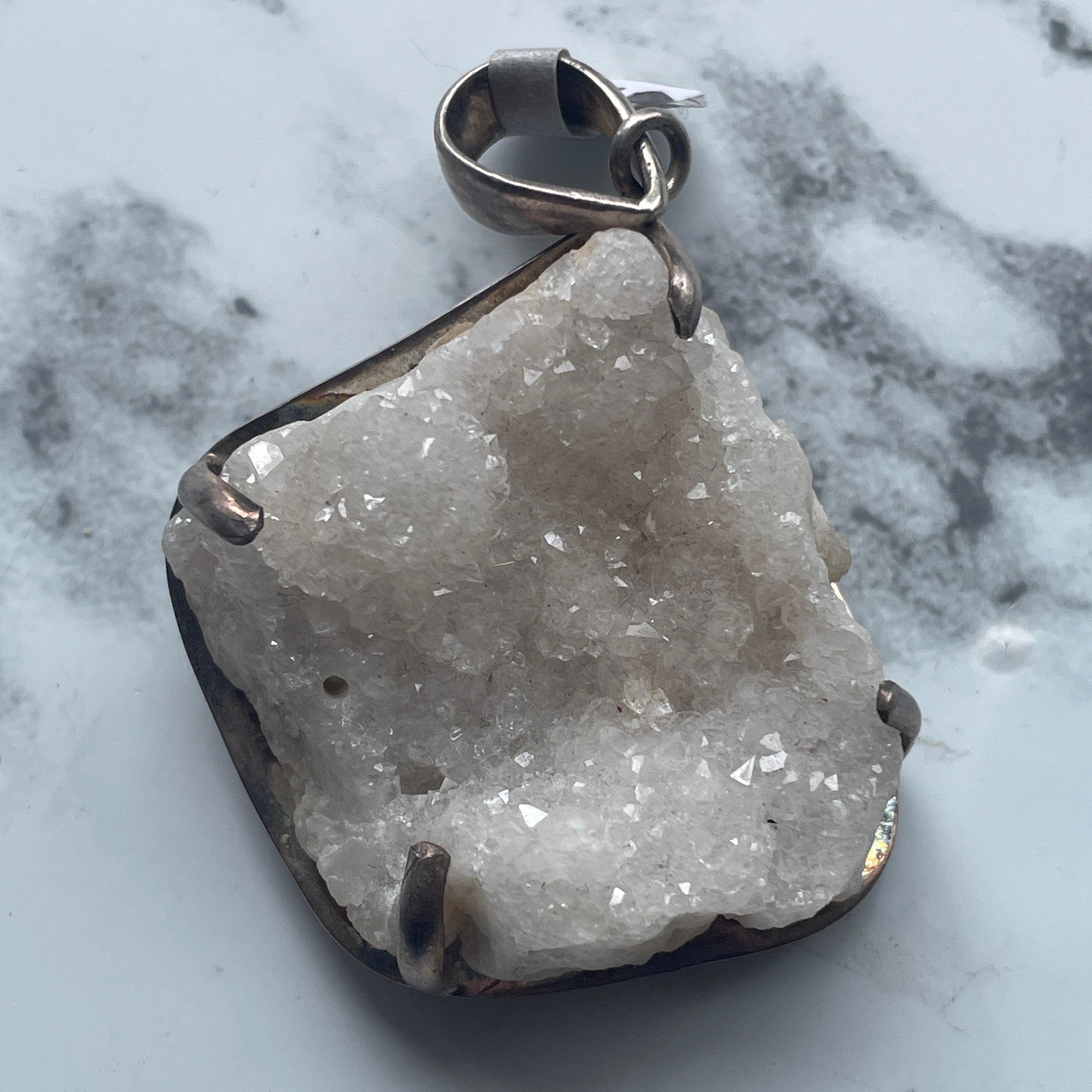 Drusy Agate Pendant Silver
