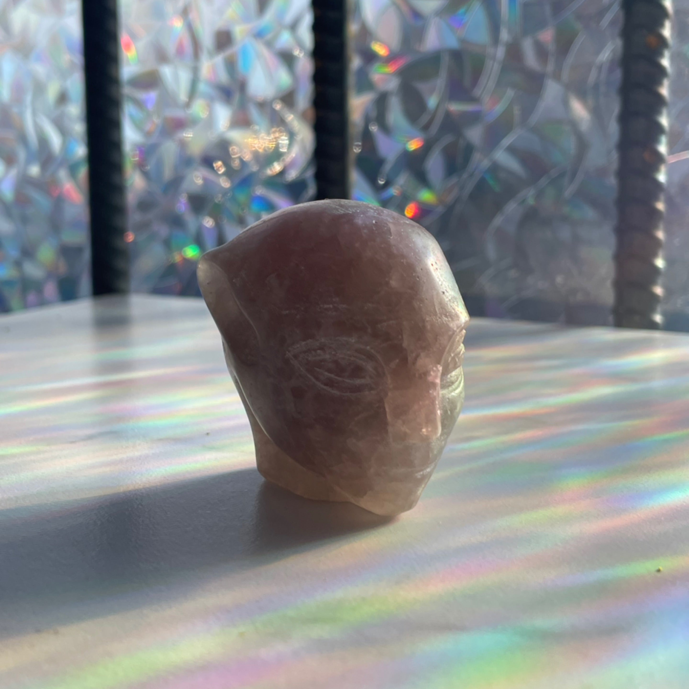 Blue Quartz Alien Head