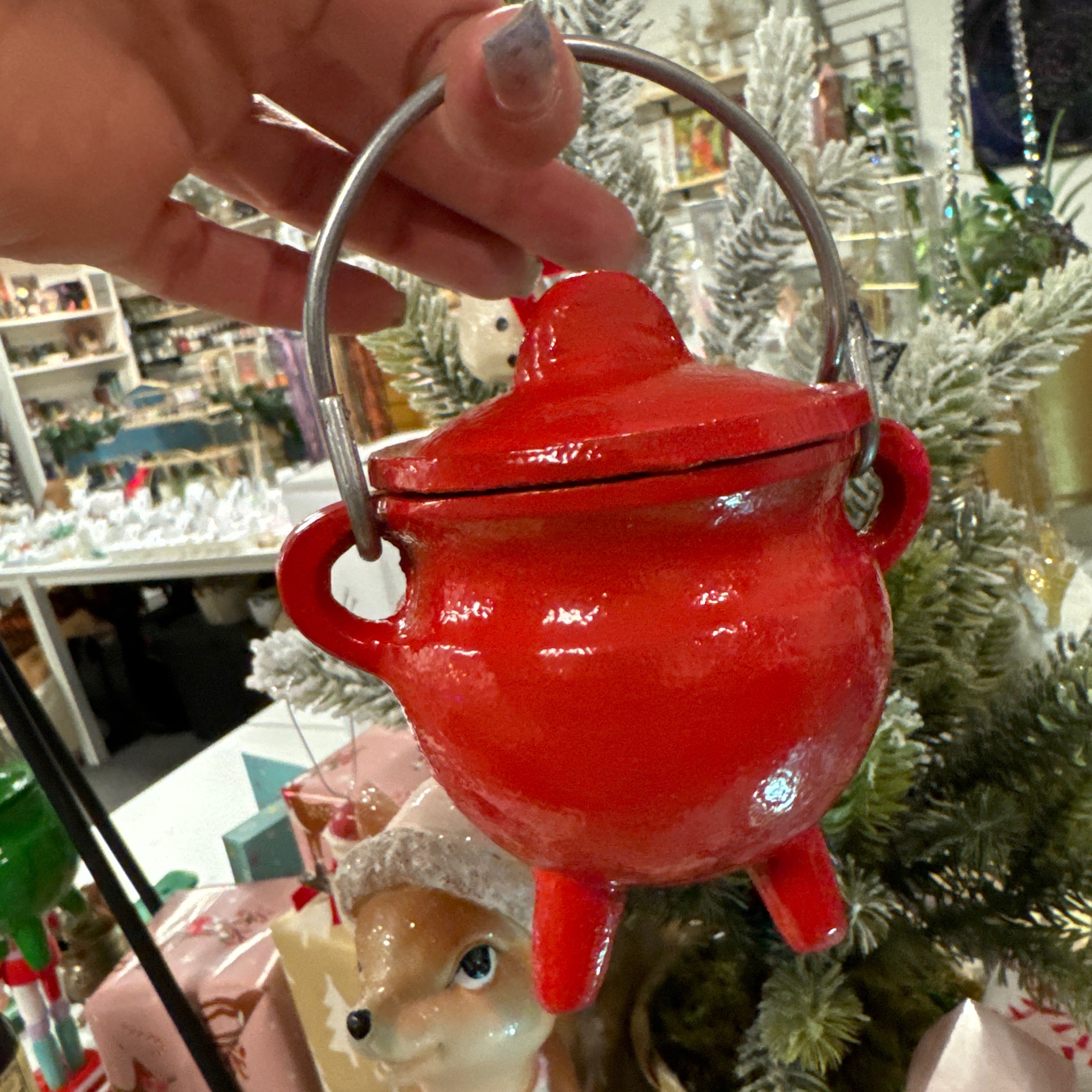 Red Cast Iron Cauldron