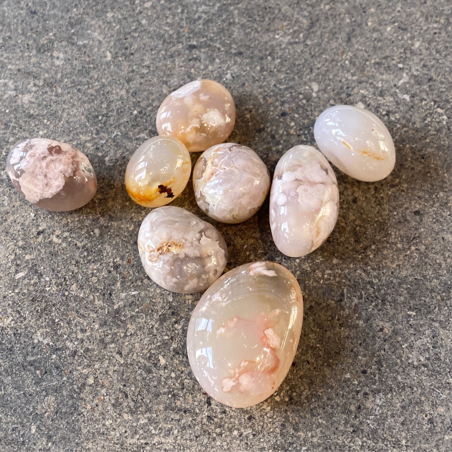 Green Flower Agate Tumbles