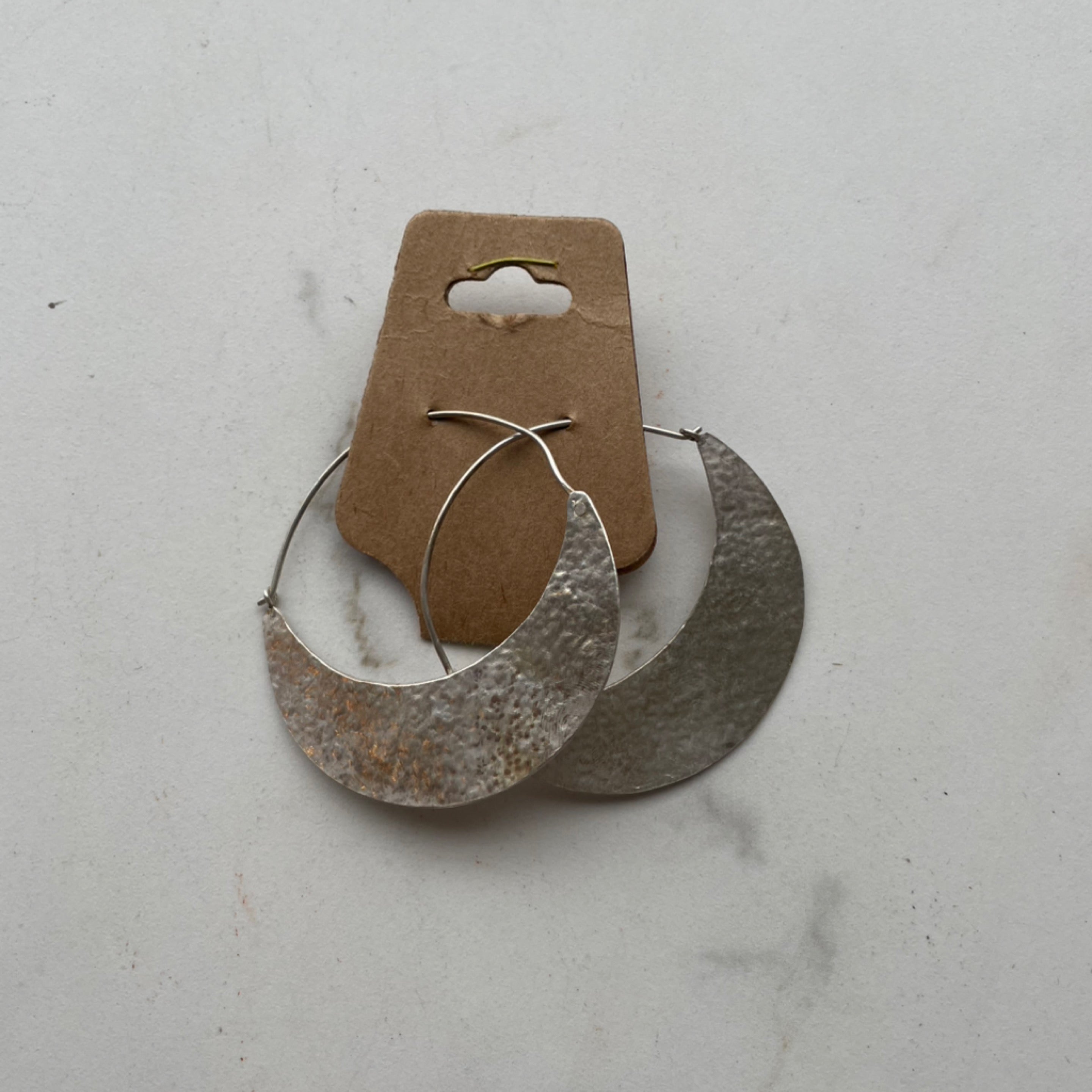 WS Waxing Moon Silver Hoops