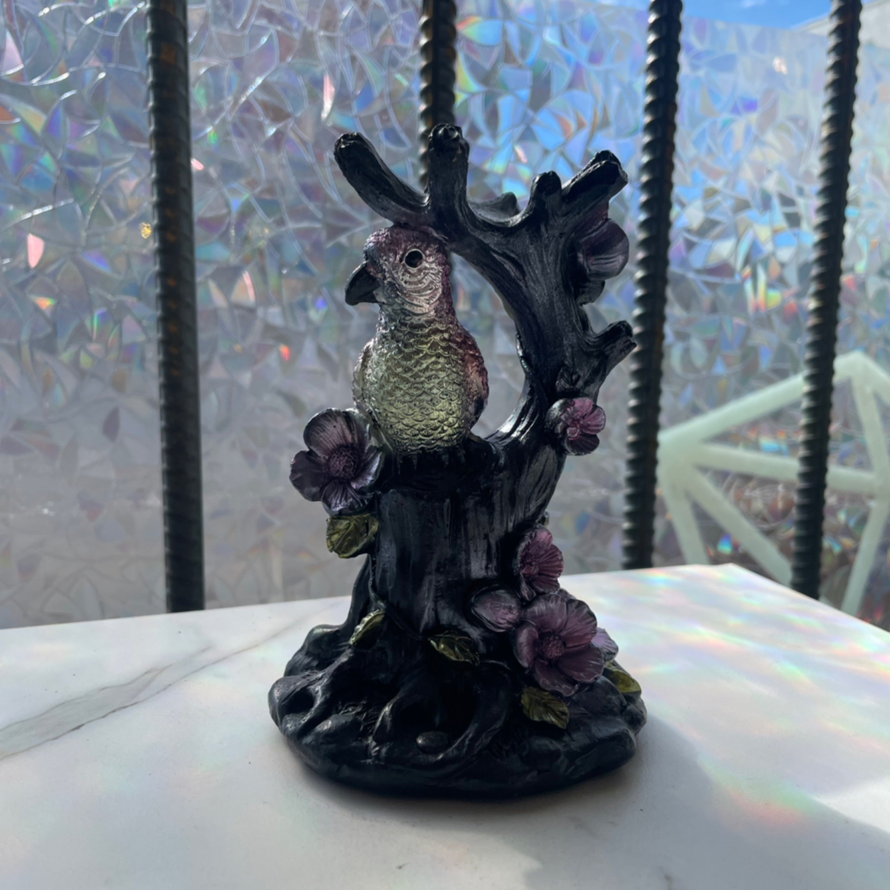 Purple Bird Sphere Stand