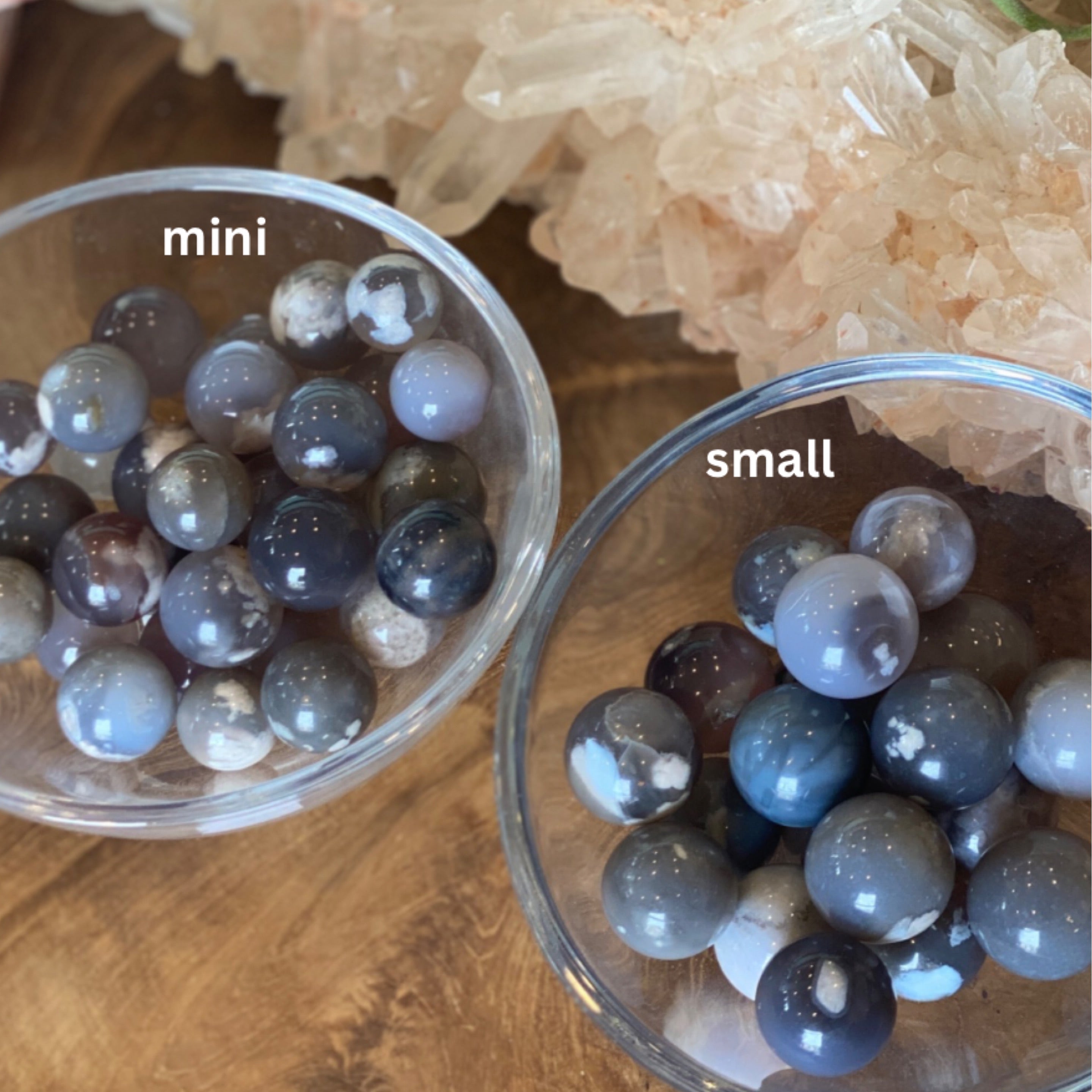 Black Flower Agate Sphere Small