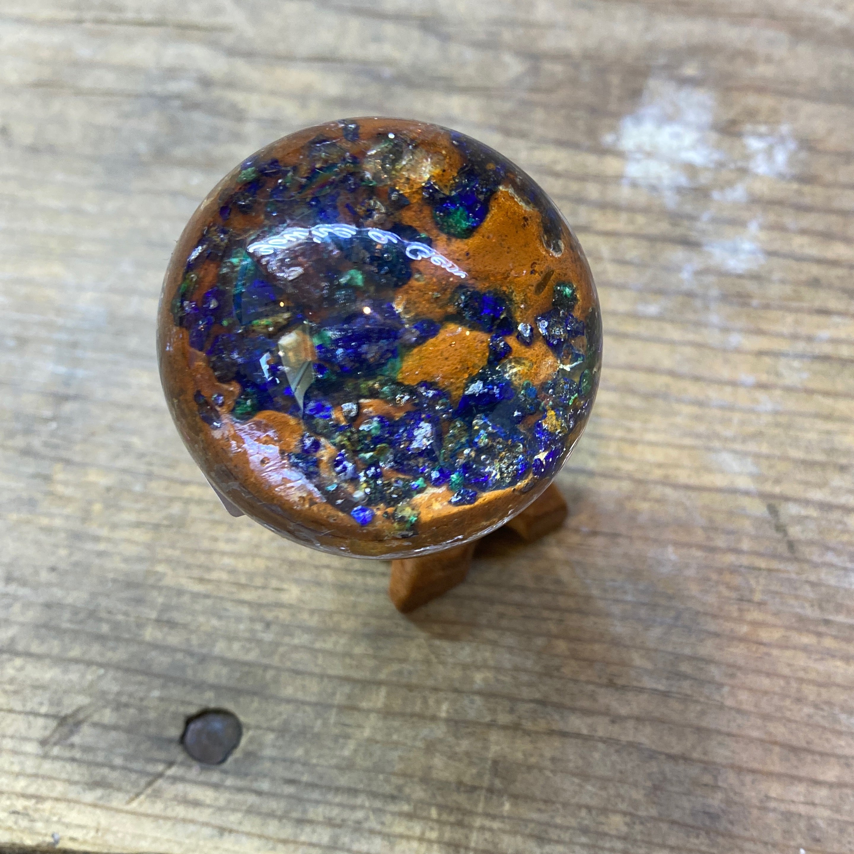 Azurite with Malachite sphere
