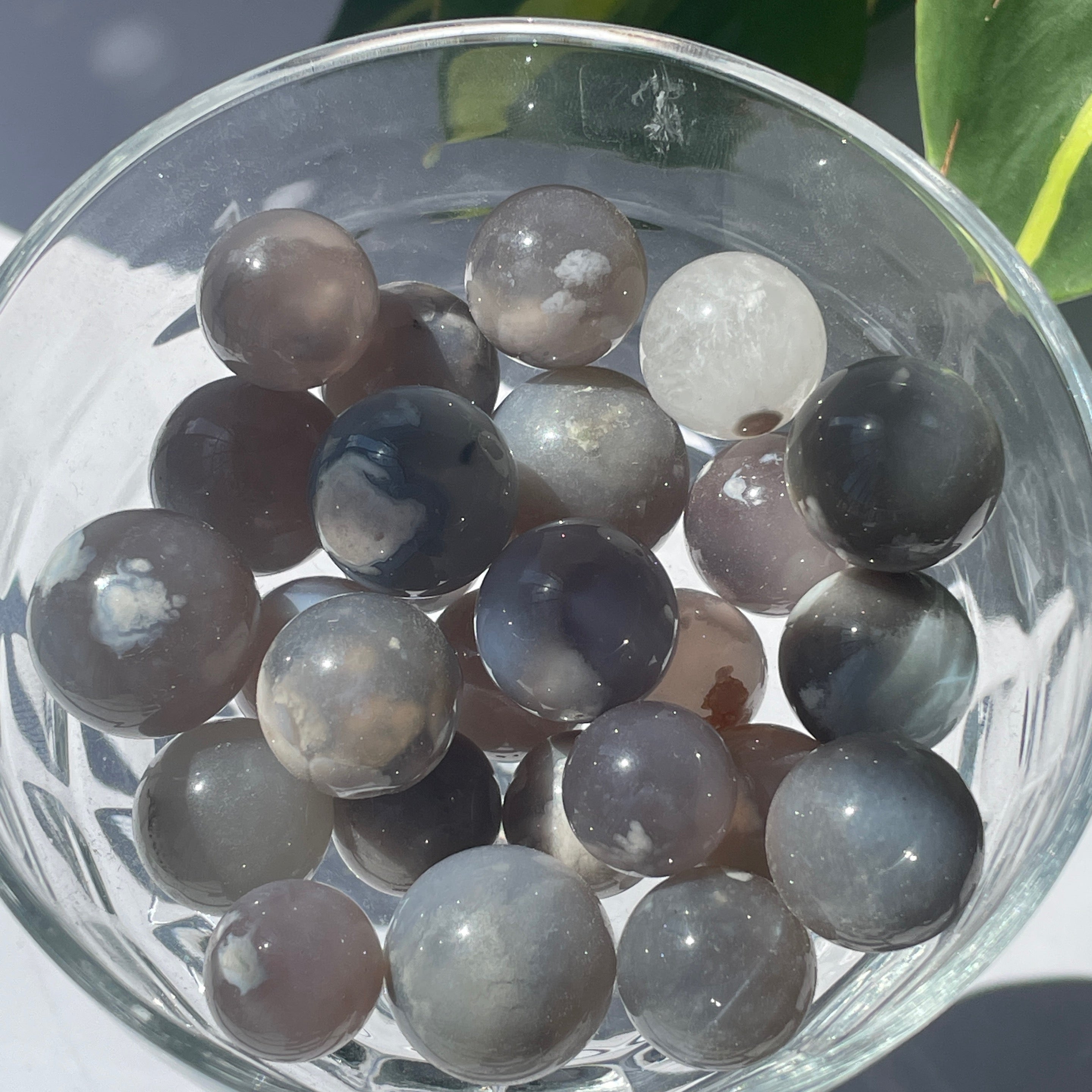 Black Flower Agate Sphere Small