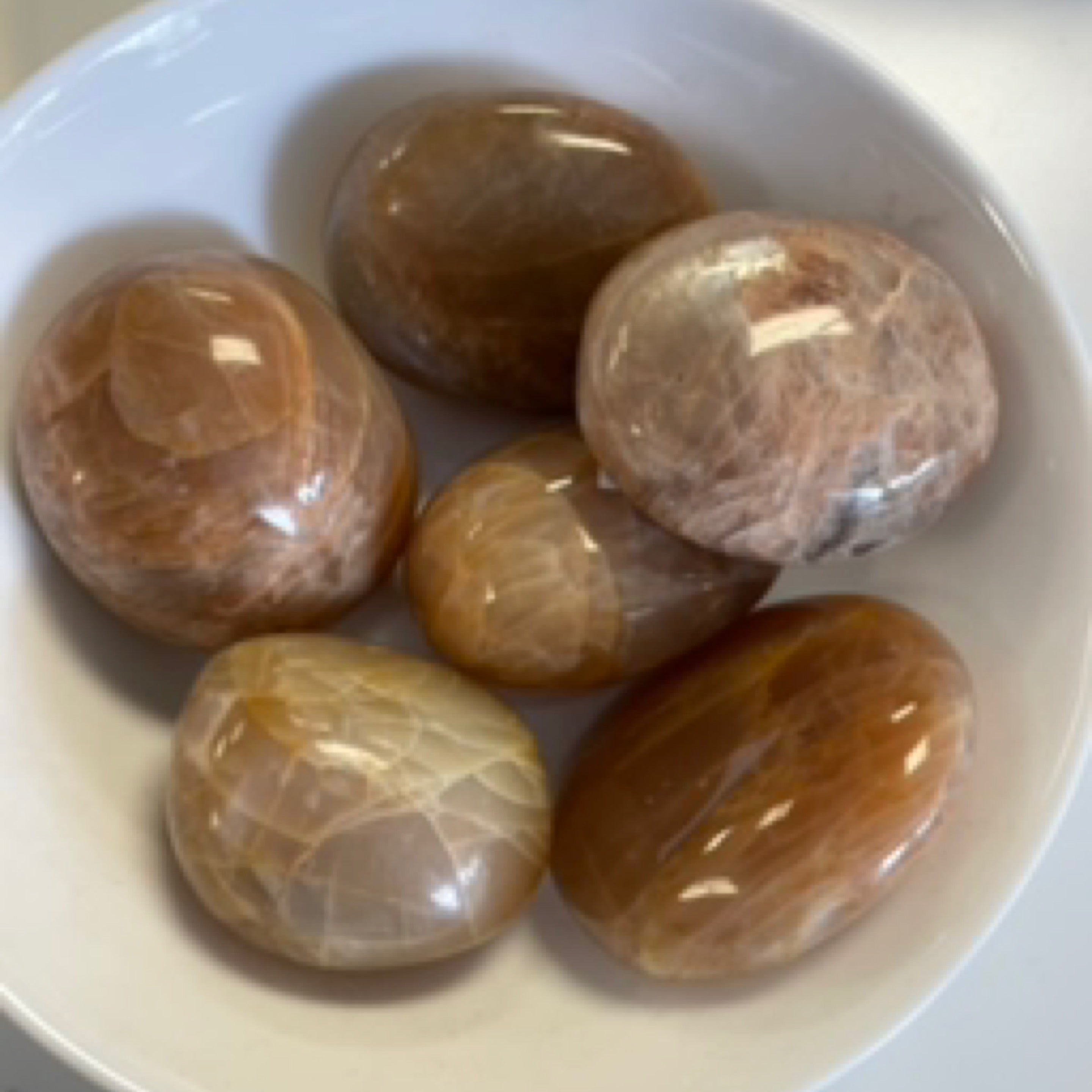 Peach Moonstone Palm Stones