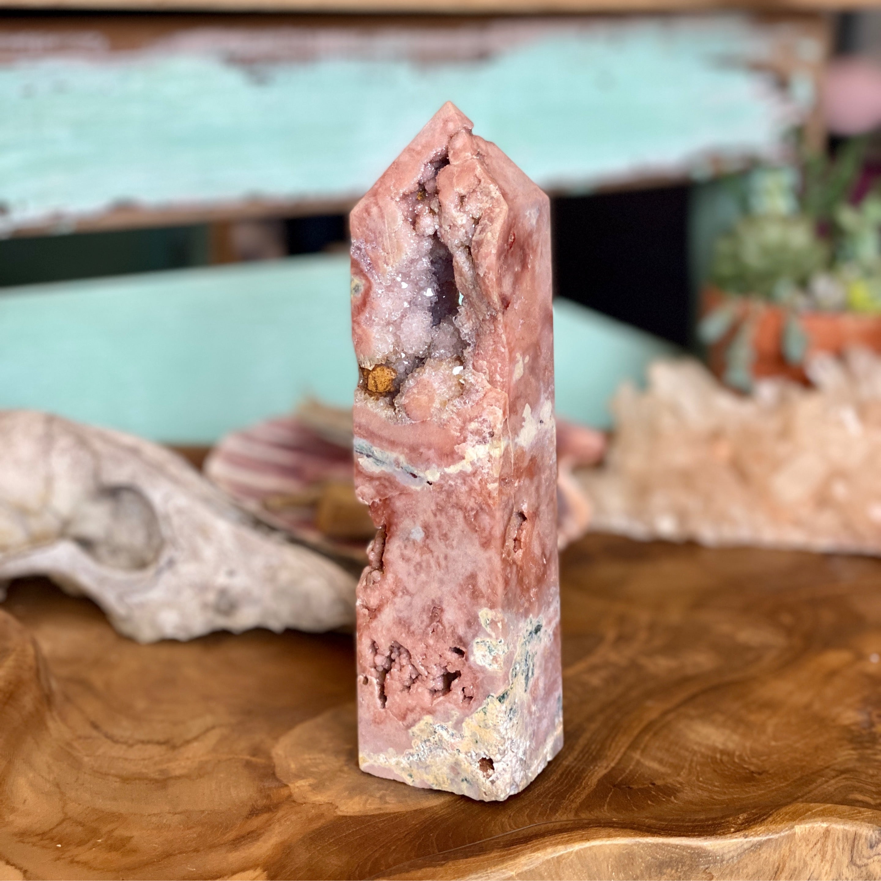 Pink Amethyst/Flower Agate Large Tower