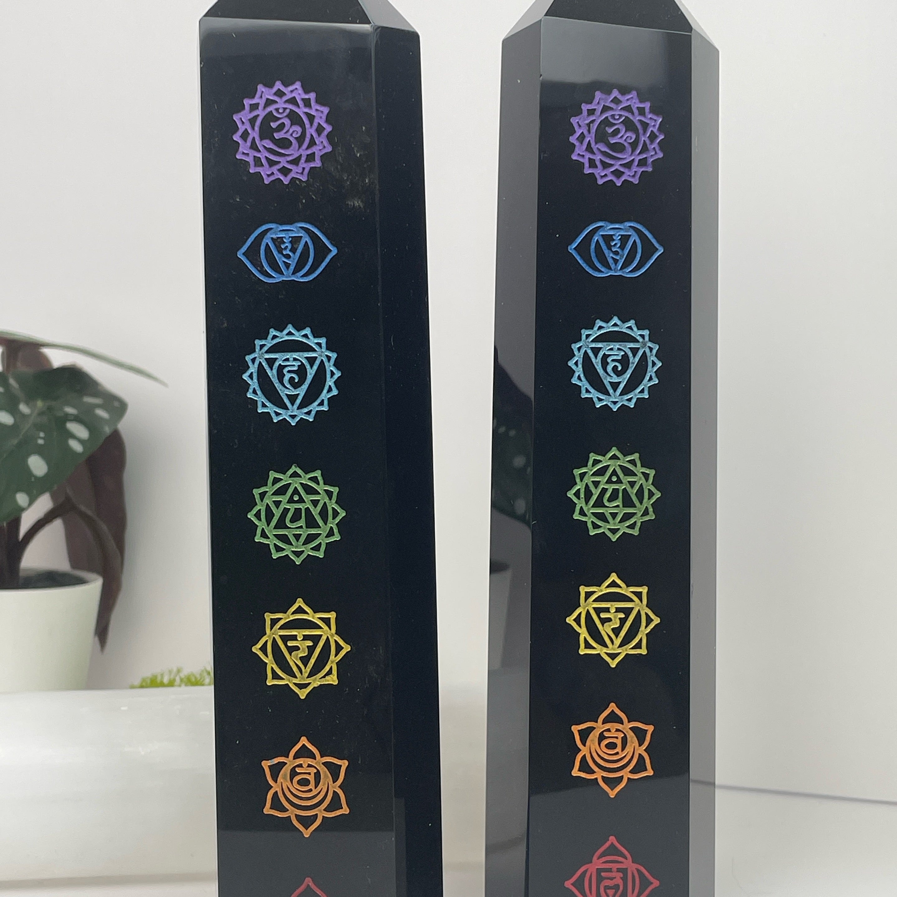 Black Obsidian Chakra Tower