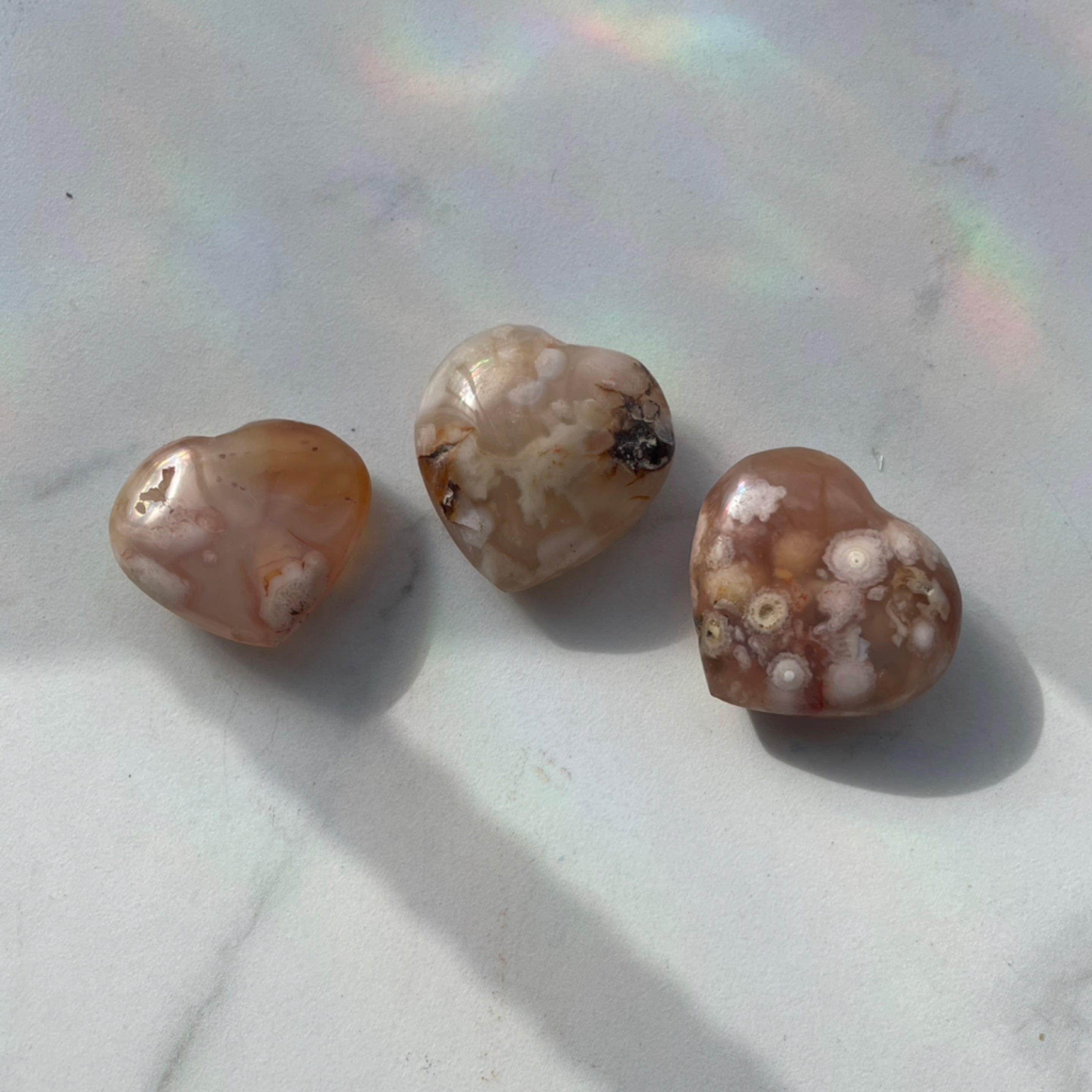 Flower Agate Hearts