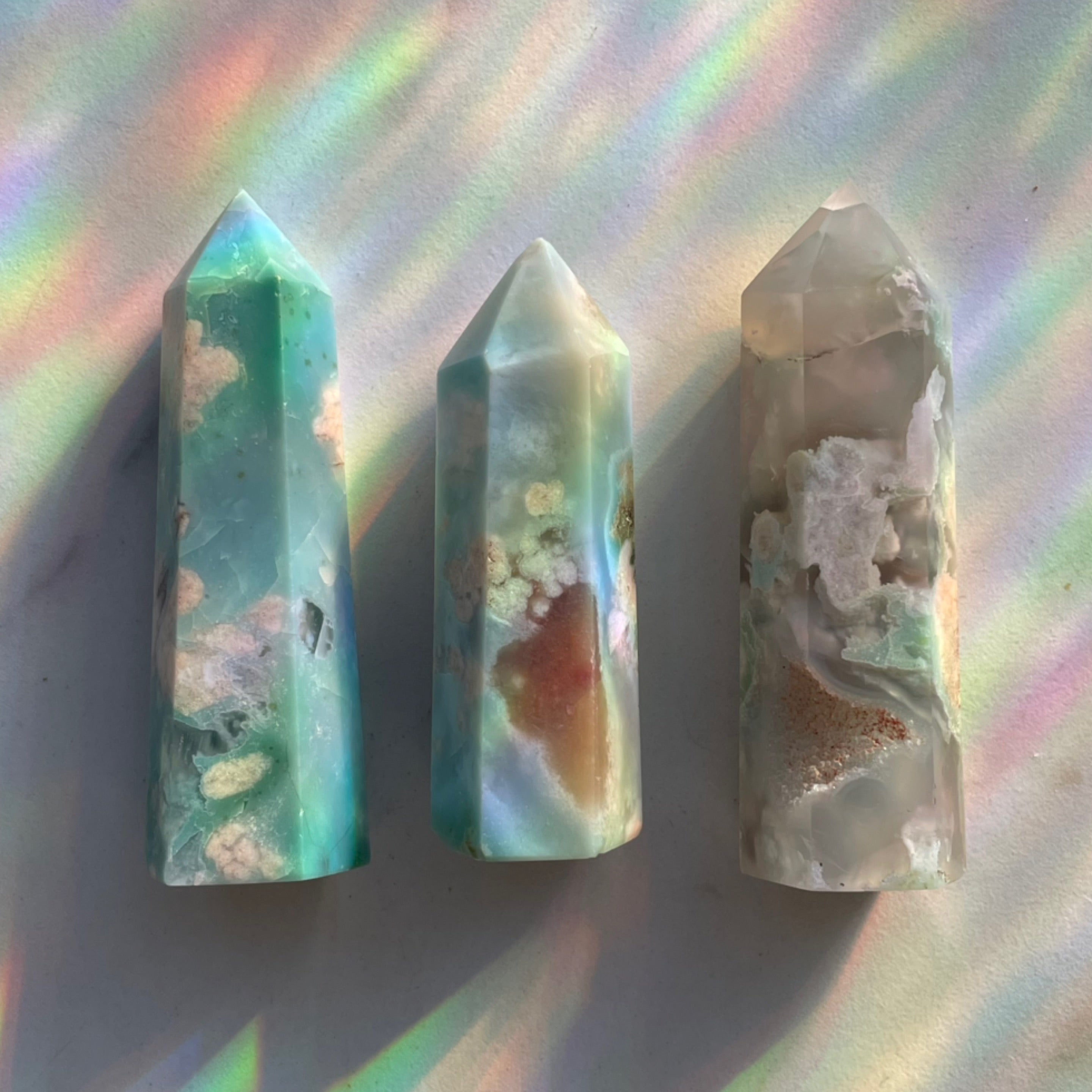 Green Flower Agate Towers