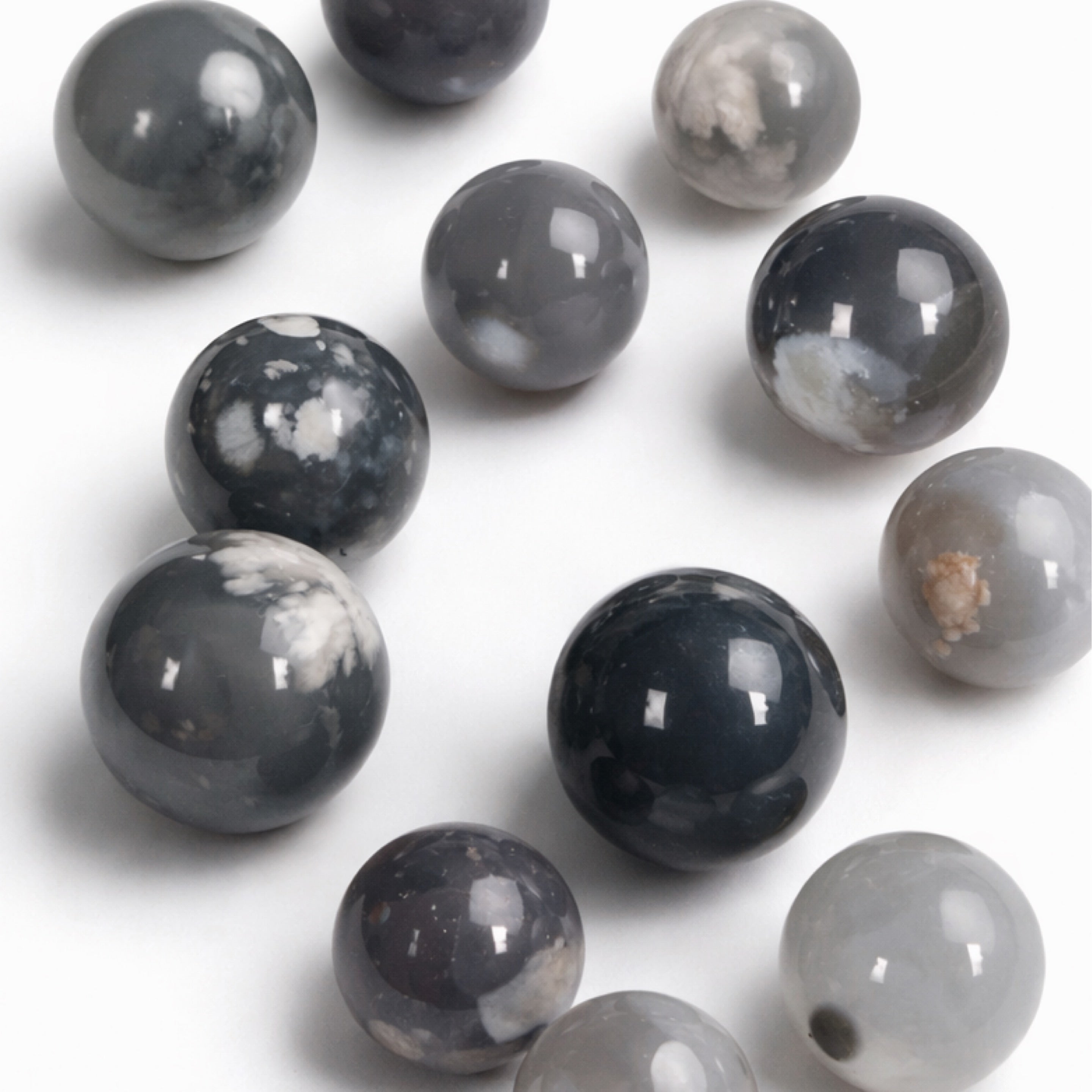 Black Flower Agate Mini Spheres