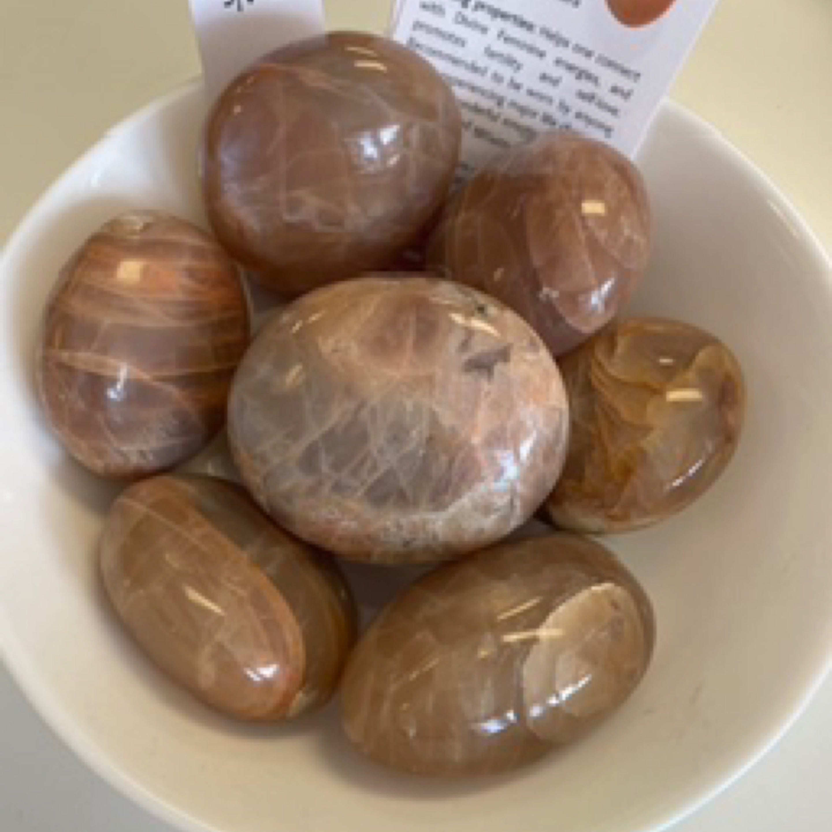 Peach Moonstone Palm Stones AAA