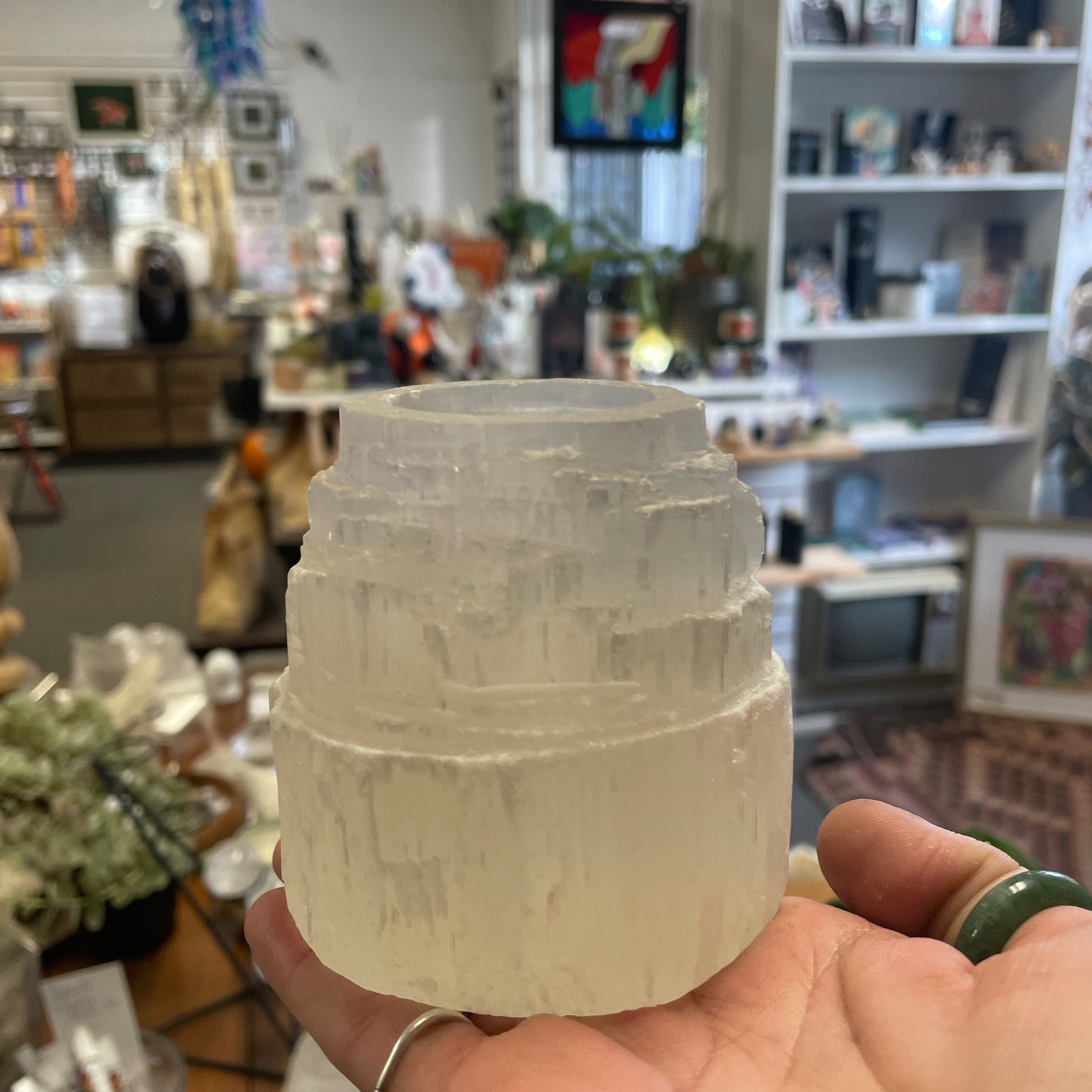 Selenite Candle Holder