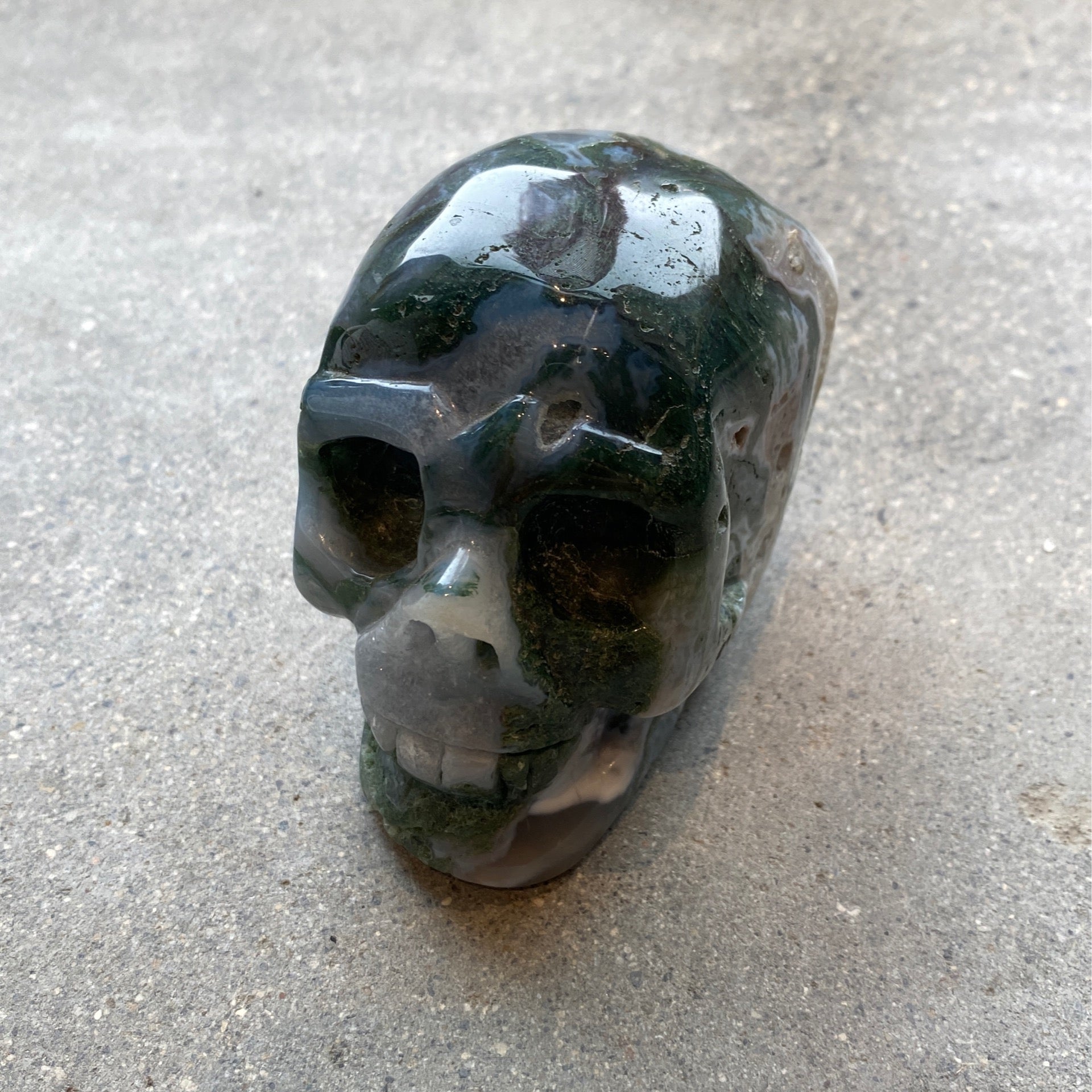 Moss Agate Skull