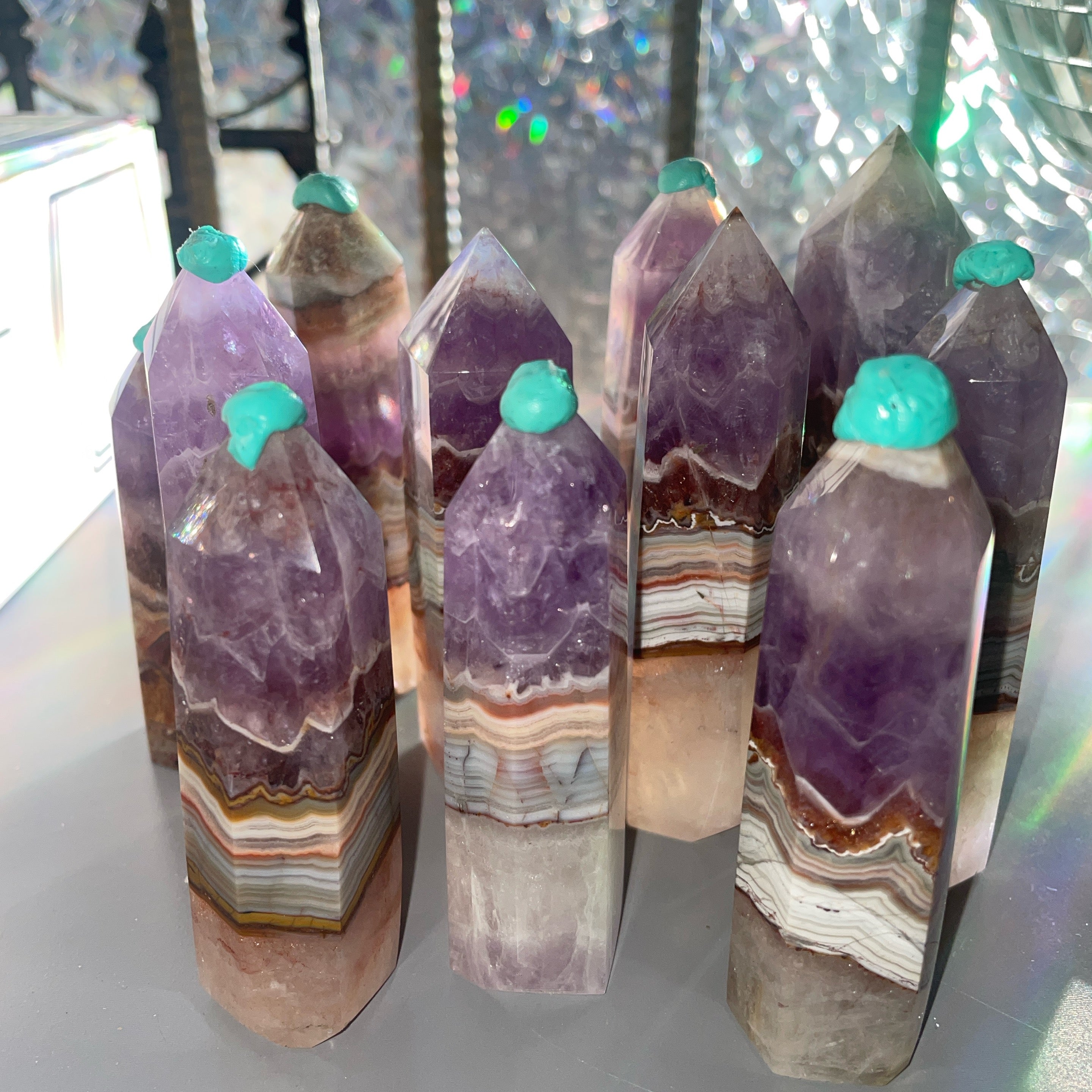 Crazy Lace Agate / Amethyst Tower