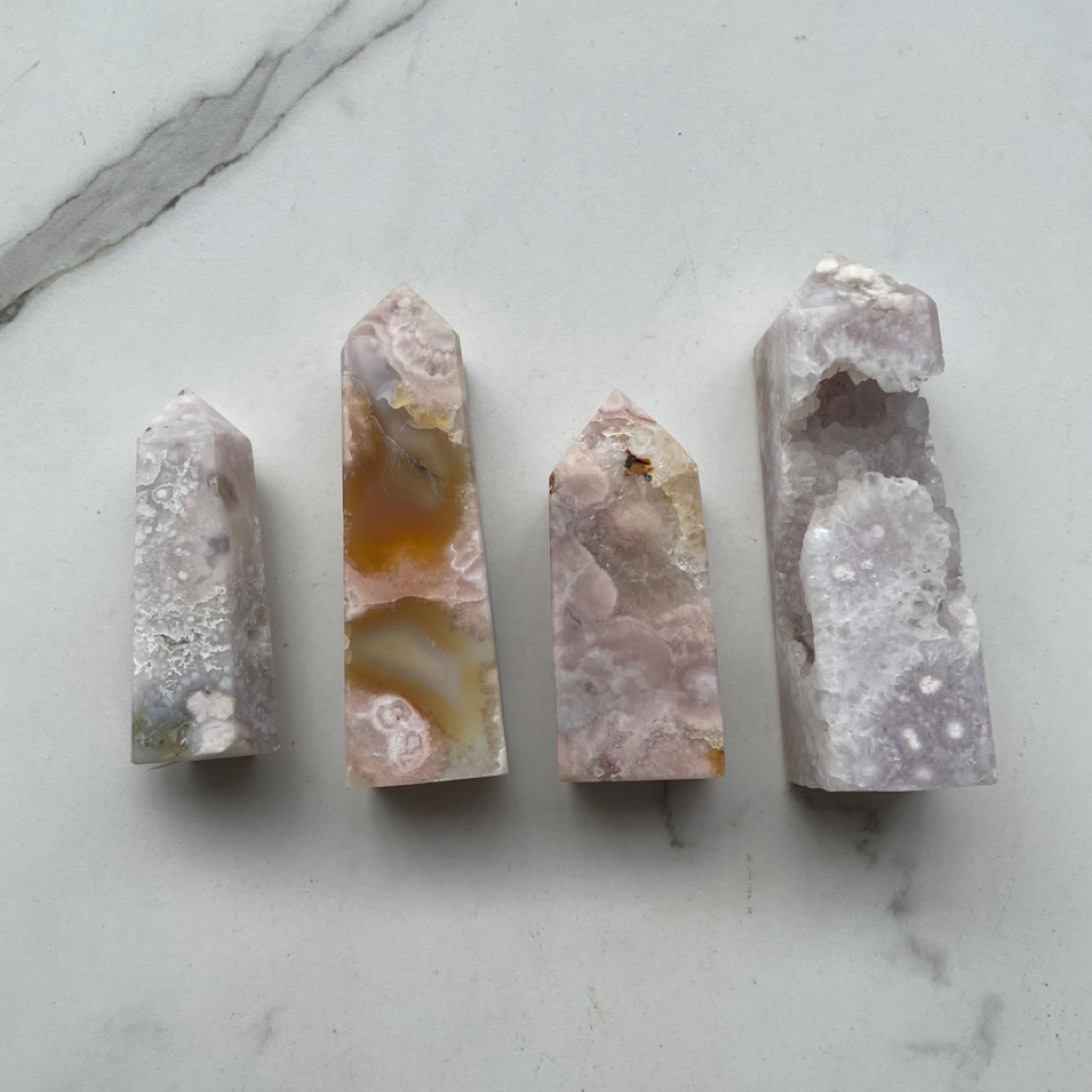 Flower Agate Amethyst Towers