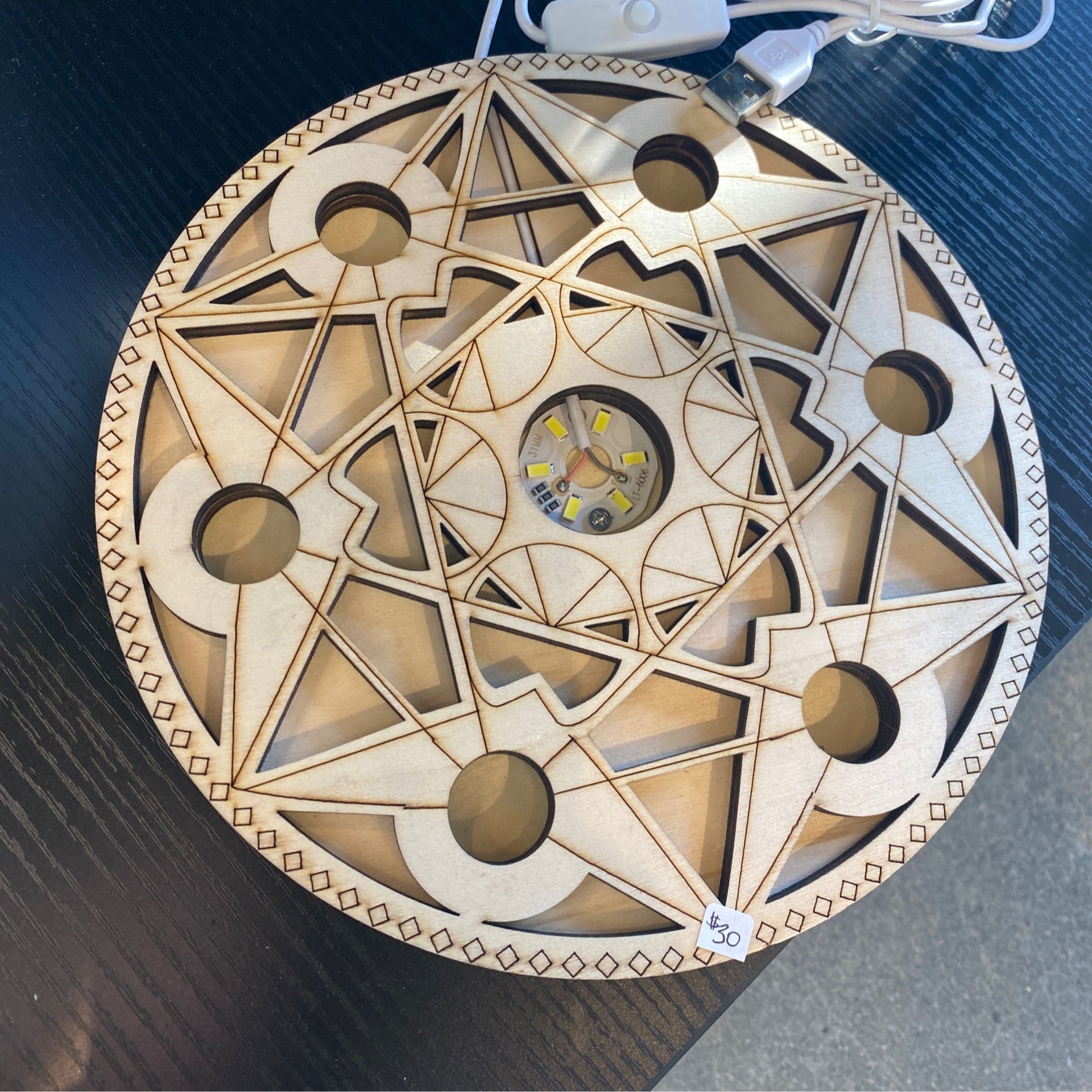 Light-up Wood Crystal Grids