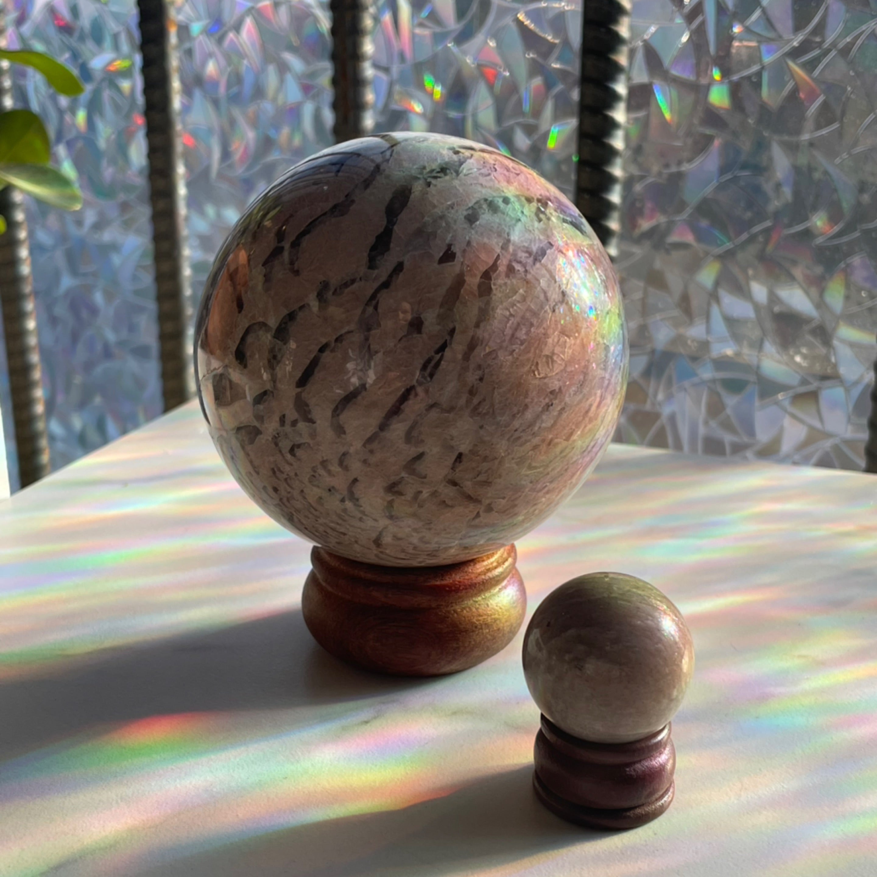 Grey Moonstone Spheres