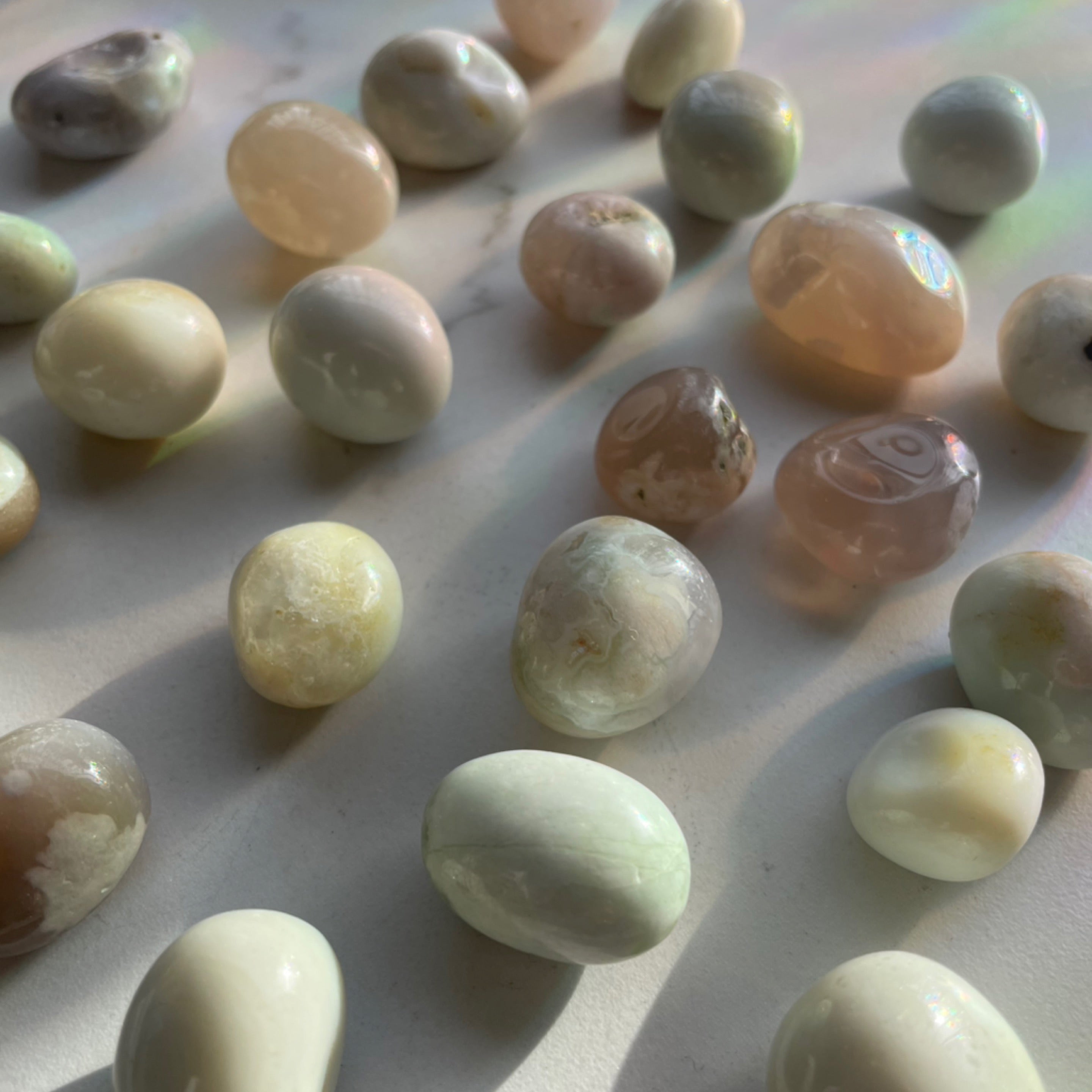 Green Flower Agate Tumble