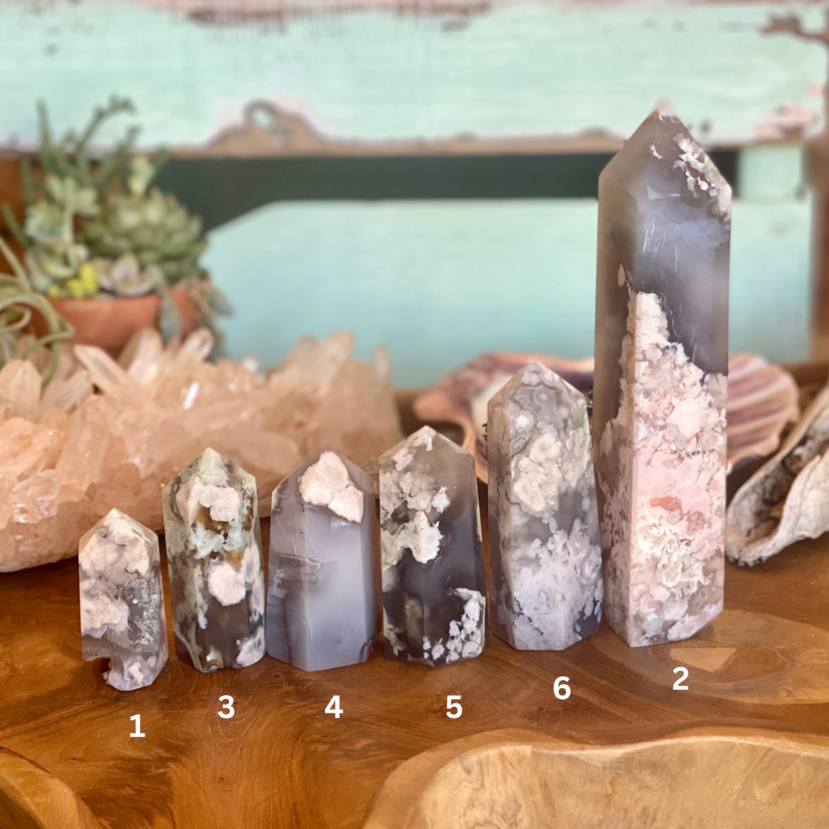 Black Flower Agate Towers